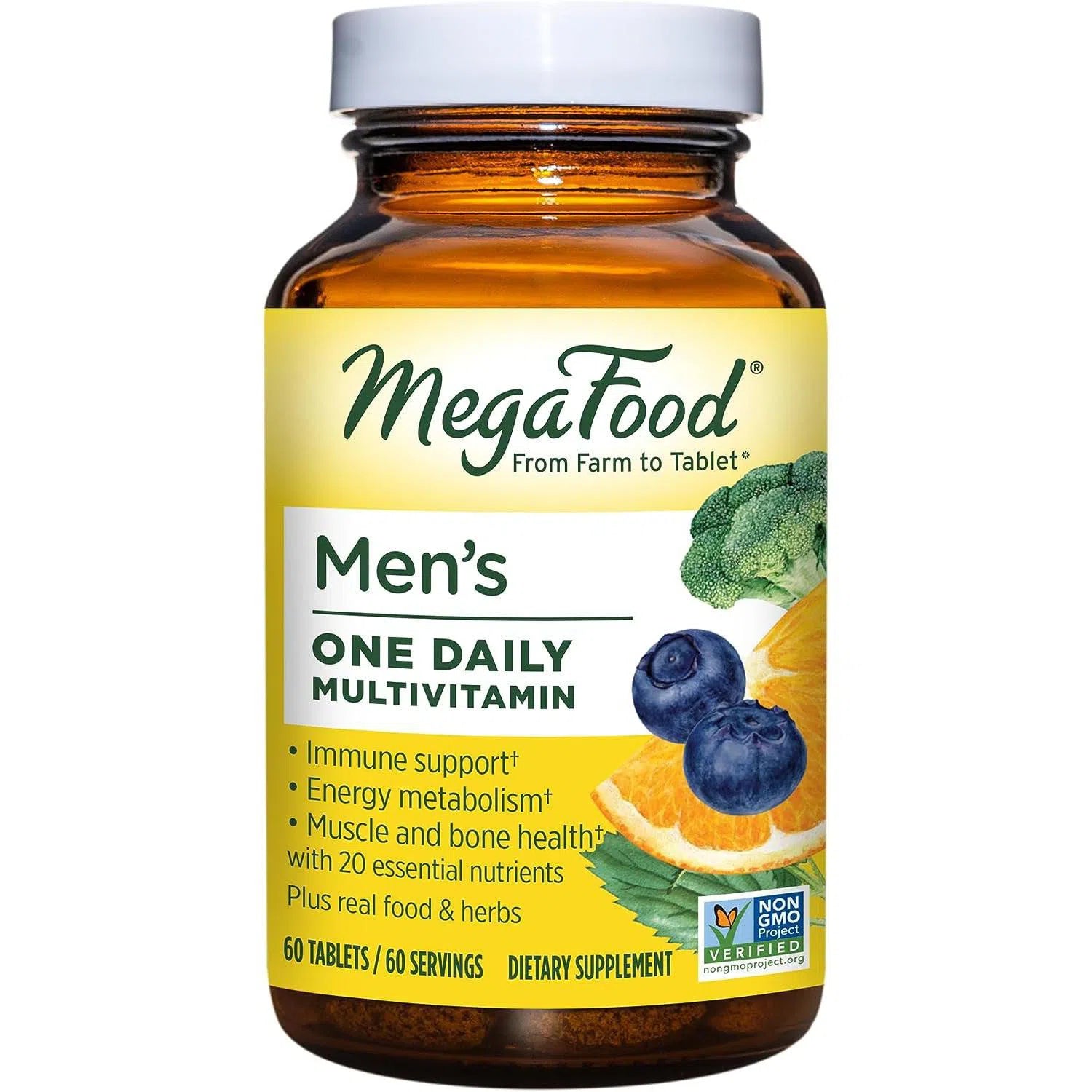 MegaFood Men’s One Daily Multivitamin - Premium Multivitamin Supplement for Men with Essential Vitamins & Minerals - Supports Energy, Immunity & Overall Health - Ideal for Active Lifestyles & Daily Wellness