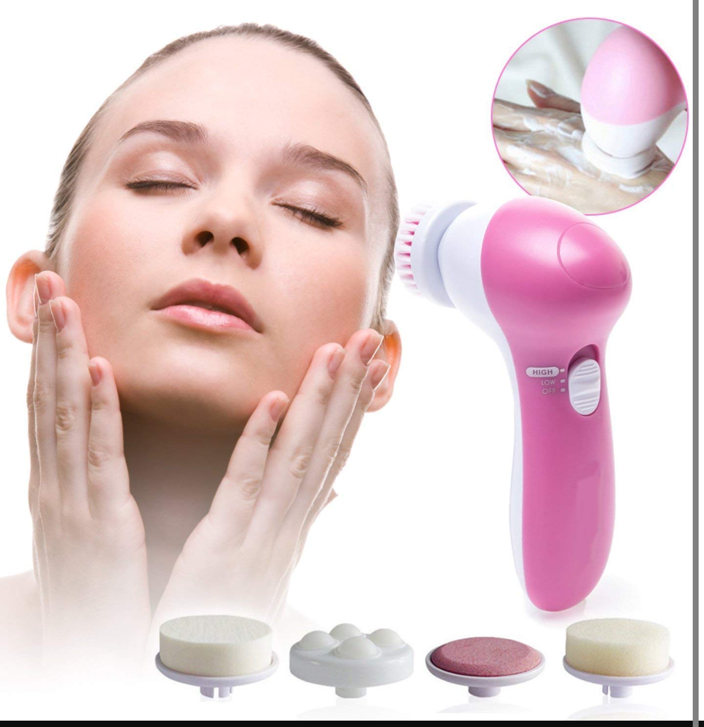 SVK Dream Facial Kit - 5-in-1 Multifunctional Beauty Brush for Deep Cleansing, Exfoliation & Face Massage | Electric Skin Care Tool for Blackheads Removal & Pore Cleaning | Perfect for Home Spa & Travel Skincare Routine