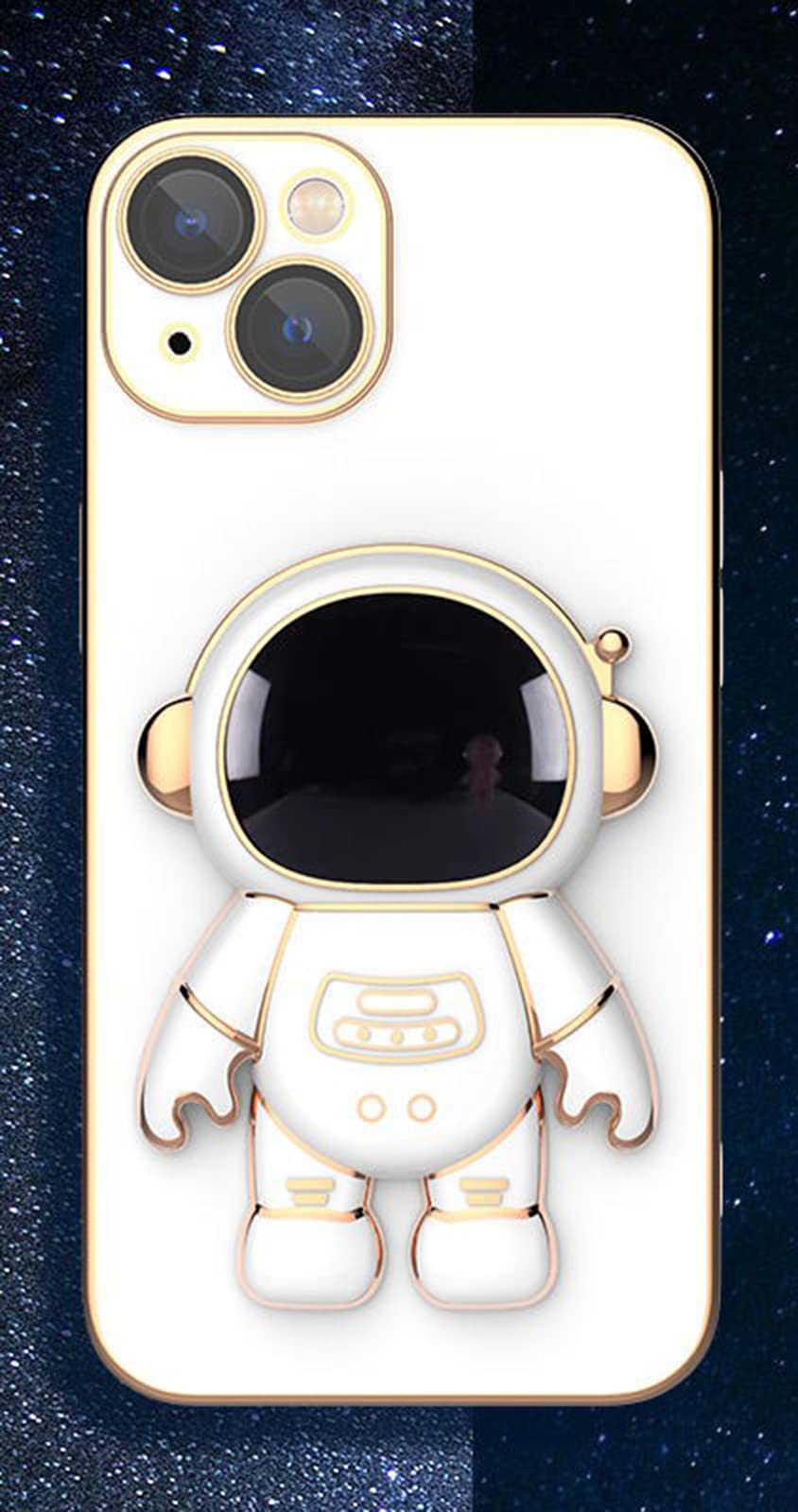 6D Plating Astronaut Phone Case with Stand - Compatible with iPhone 11/12/13 Pro Max, White Protective Cover for iPhone 12 Pro | Perfect for Space Enthusiasts & Everyday Protection