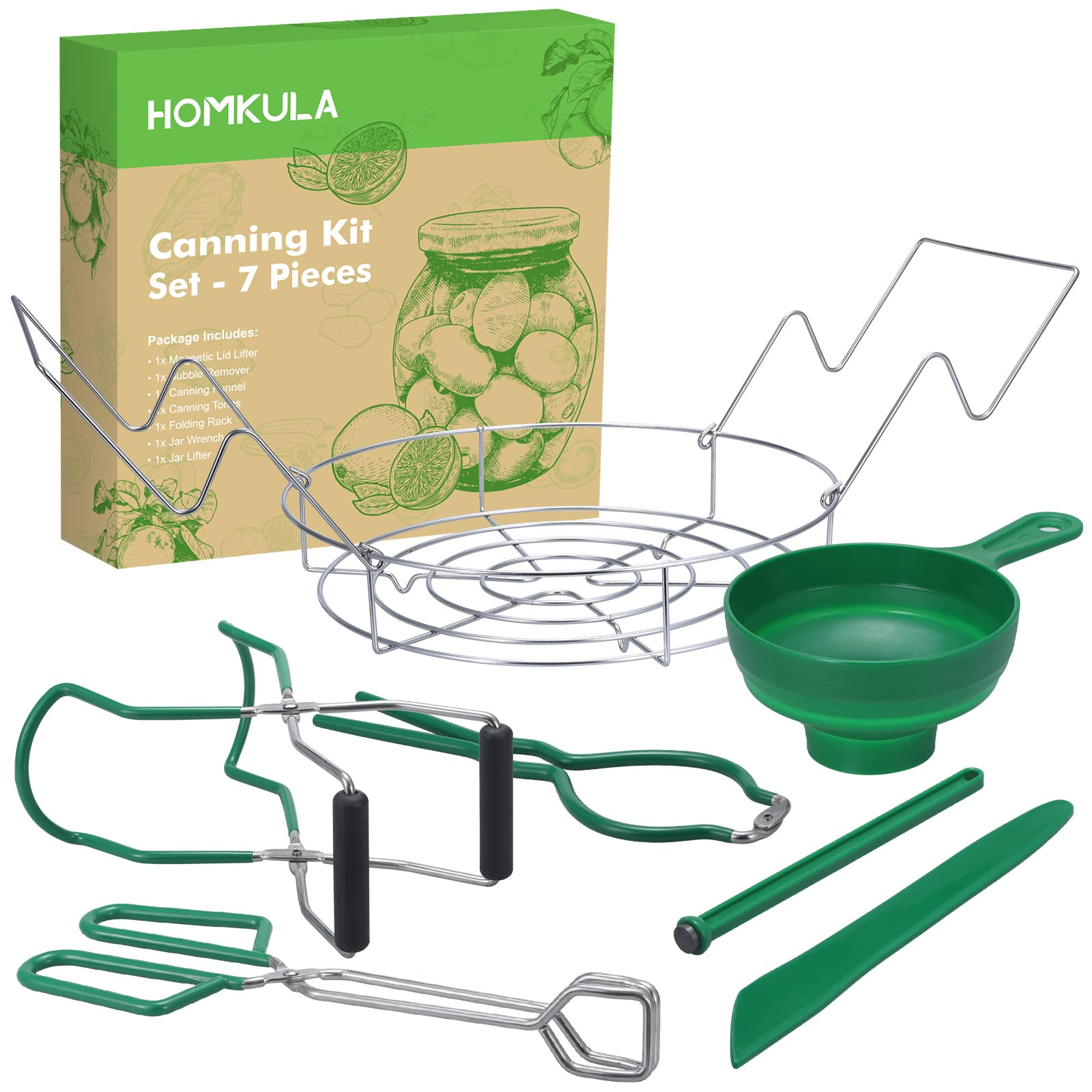 Premium 7-Piece Stainless Steel Canning Kit Set - Rust-Free, Dishwasher Safe Canning Supplies by HOMKULA for Home Food Preservation, Pickling & DIY Jam Making