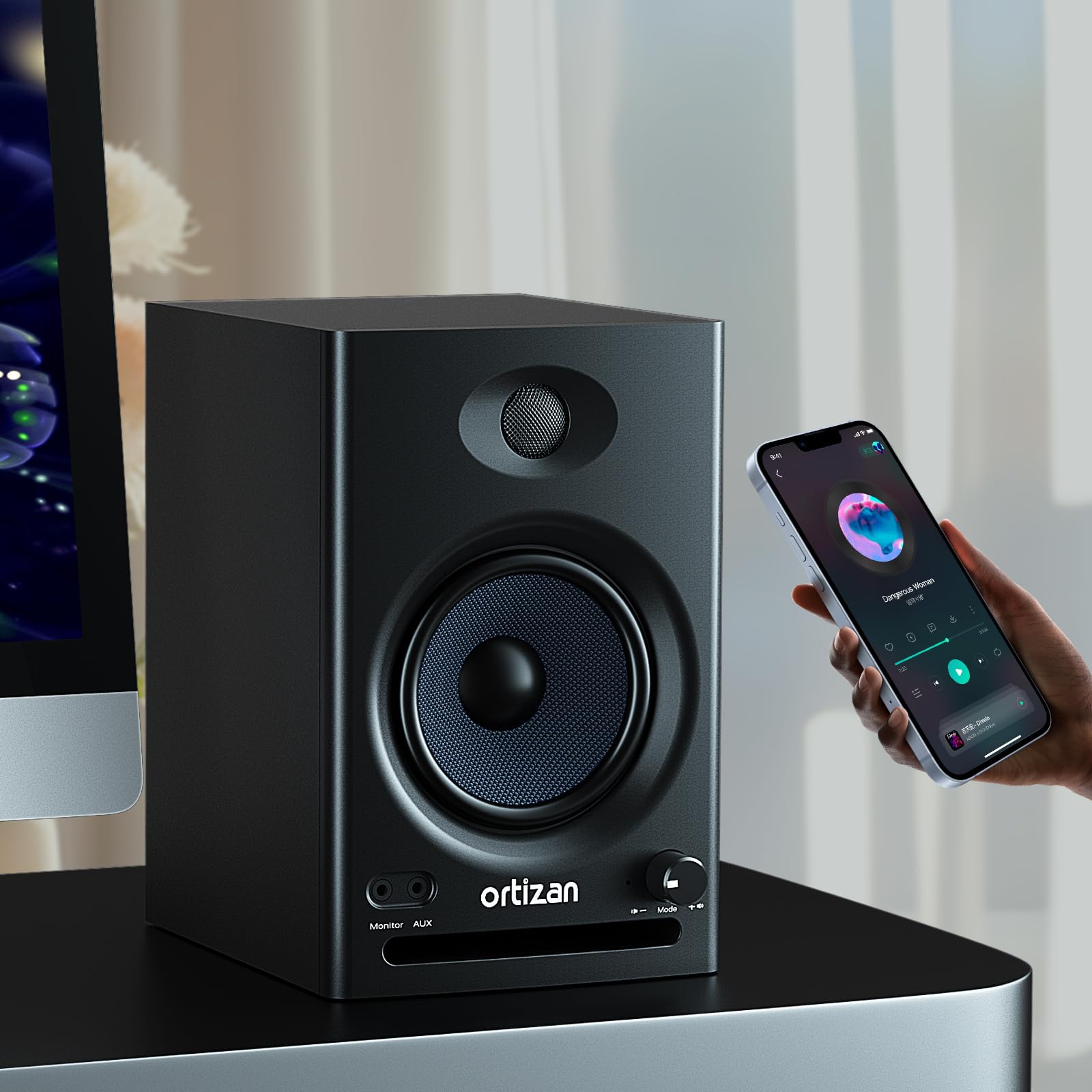 Ortizan C7 Studio Monitors - Bluetooth 5.3 Speakers for Music Production & Gaming (Black Pair) - Perfect for Home Studios & PC Setups