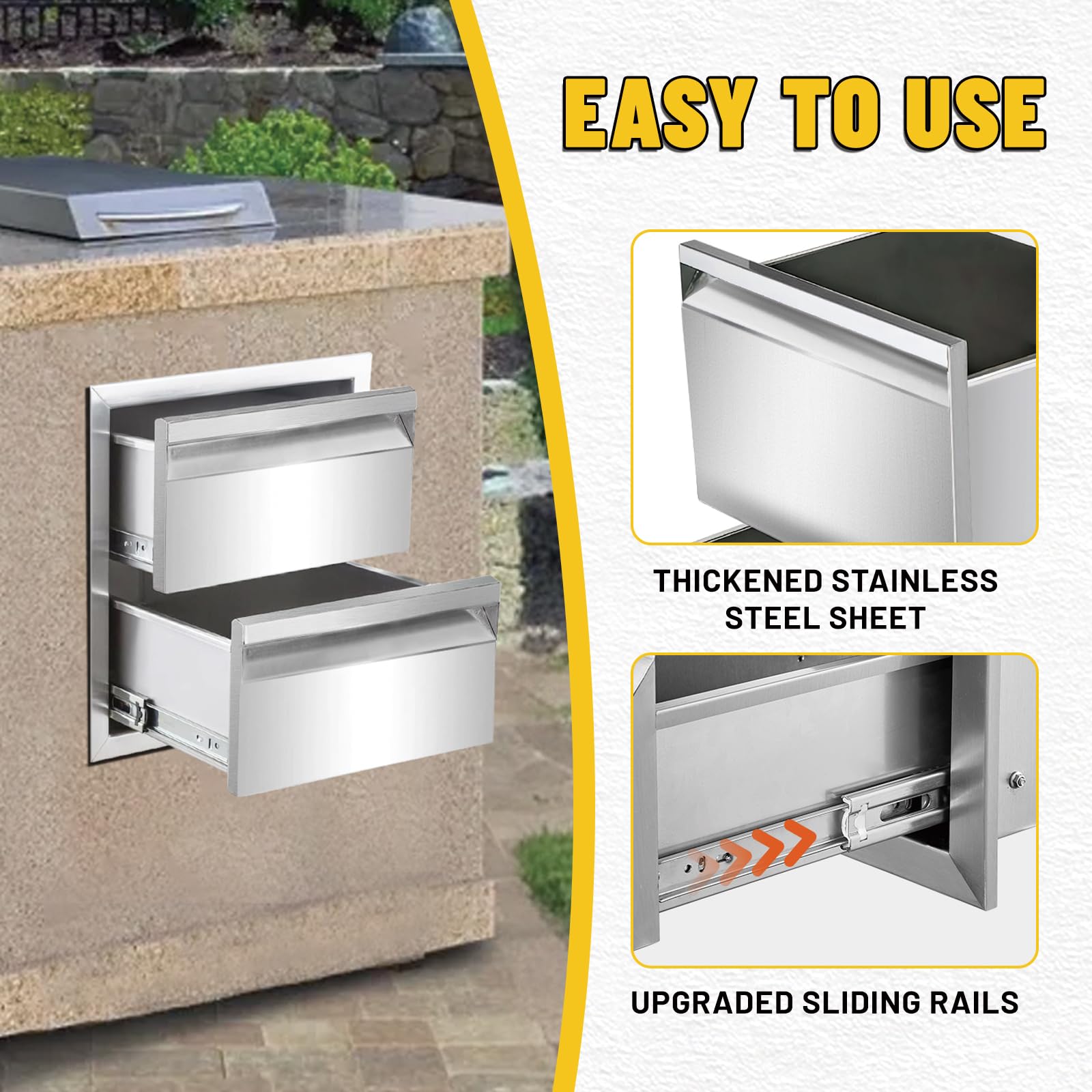 Stainless Steel Double Drawer Outdoor Kitchen Cabinet - 14