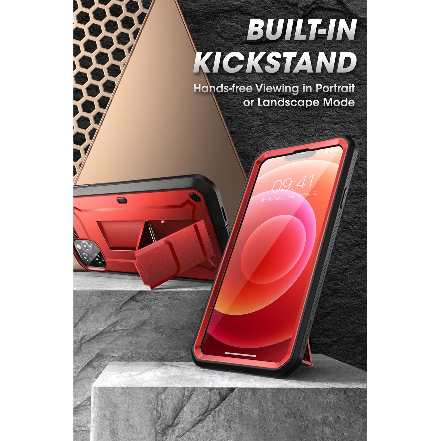 iPhone 13 Pro 6.1 Inch Shockproof Case - Unicorn Beetle Pro Series Heavy Duty Rugged Cover with Metallic Red Finish | Perfect for Outdoor Adventures, Construction Work & Extreme Sports Protection