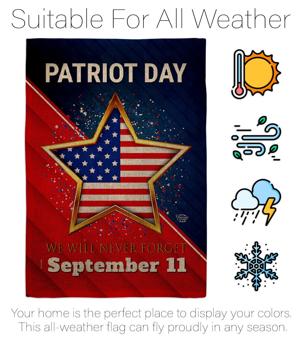 9/11 Memorial Burlap Garden Flag - Patriotic Double-Sided 13x18.5in for Yard & Home