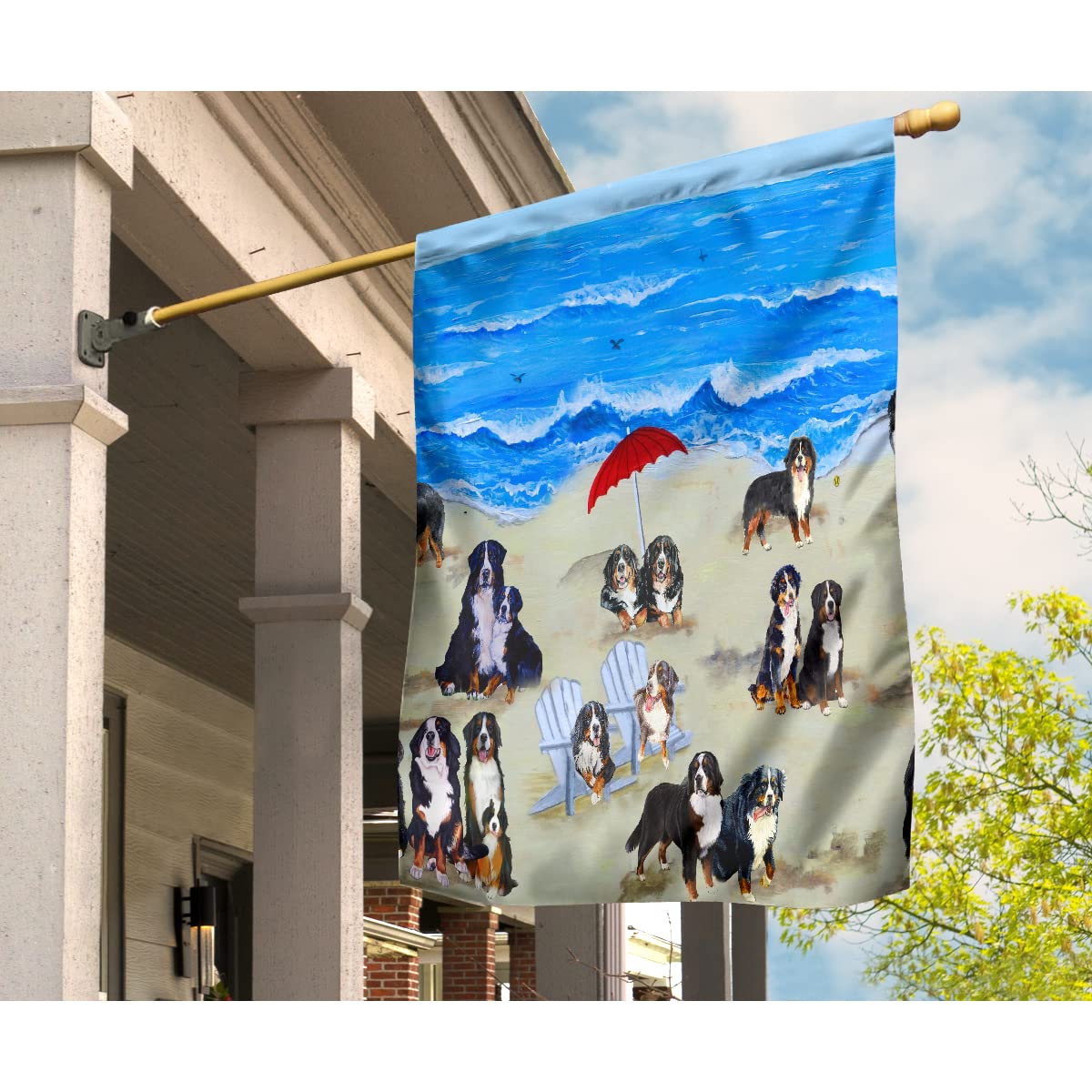Funny Bernese Mountain Dog Beach Summer House Flag - Decorative Garden & Wall Flag for Dog Lovers - Perfect Gift for Bernese Mountain Dog Owners - Ideal for Home, Yard, and Outdoor Decor