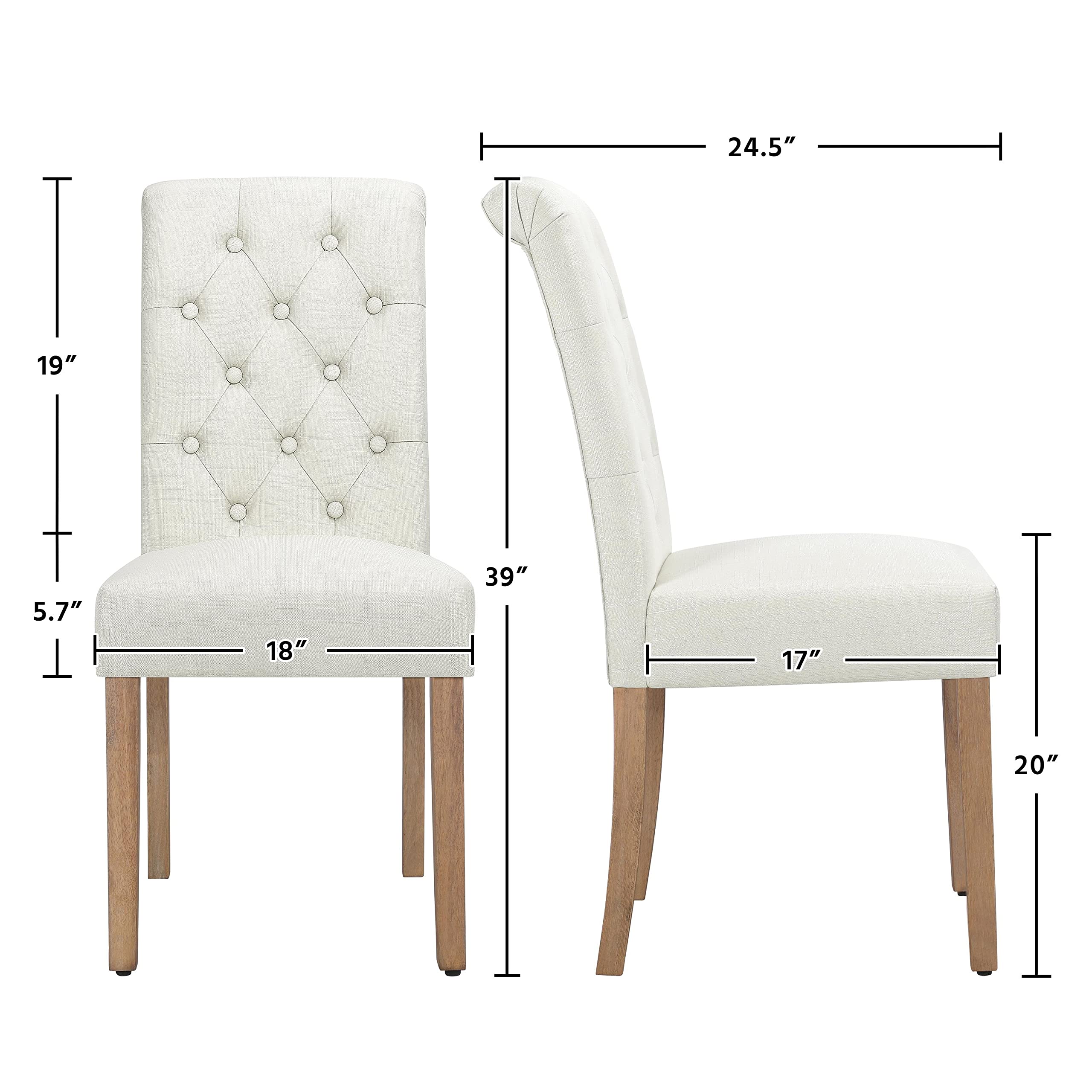 Yaheetech Tufted Dining Chairs - Upholstered Fabric Kitchen Chairs with Solid Wood Frame & Padded Seat, Parsons Diner Style - Perfect for Dining Room, Kitchen, Breakfast Nook & Small Space Decor (Beige)