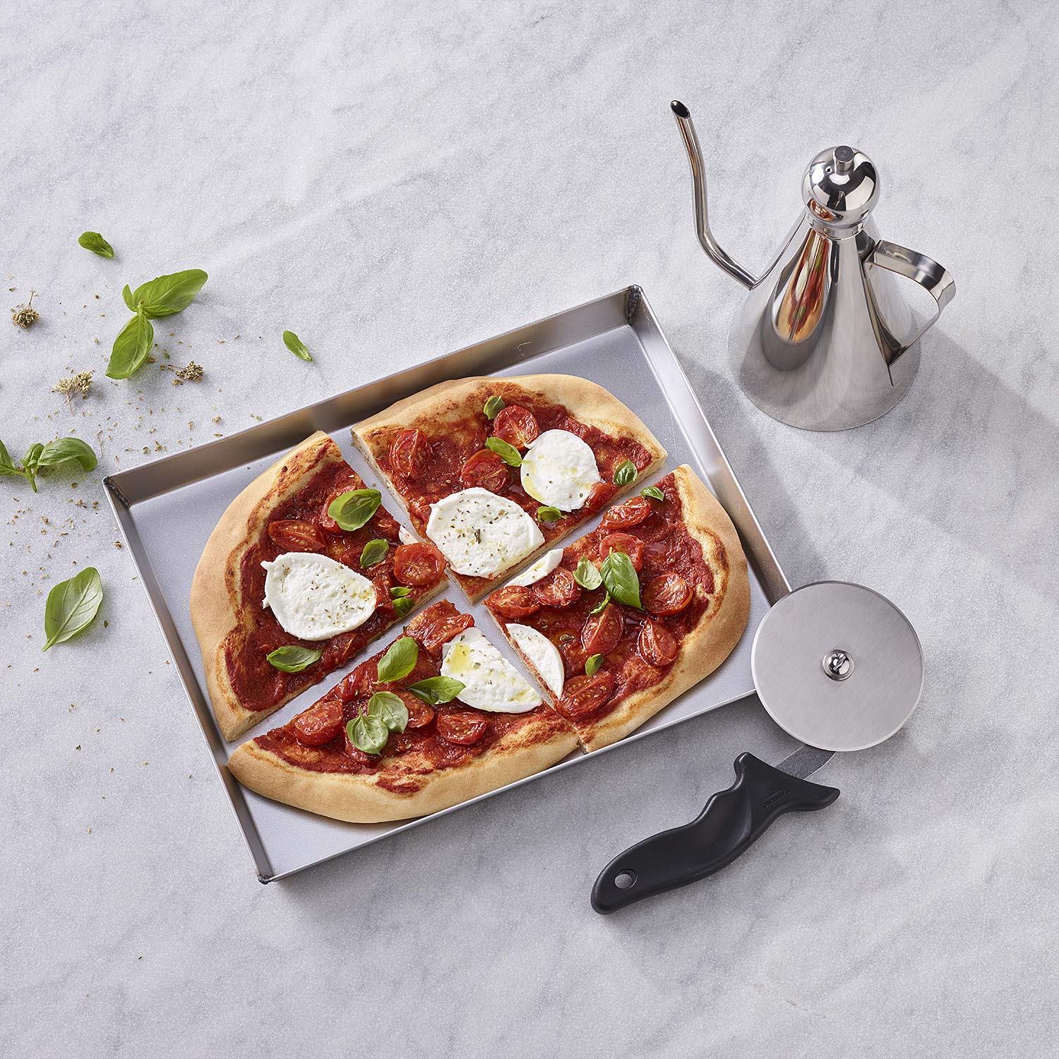 Premium Stainless Steel Pizza Cutter Wheel - World Cuisine Professional Pizza Slicer with Ergonomic Handle - Perfect for Home Kitchen, Pizza Parties & Restaurant Use