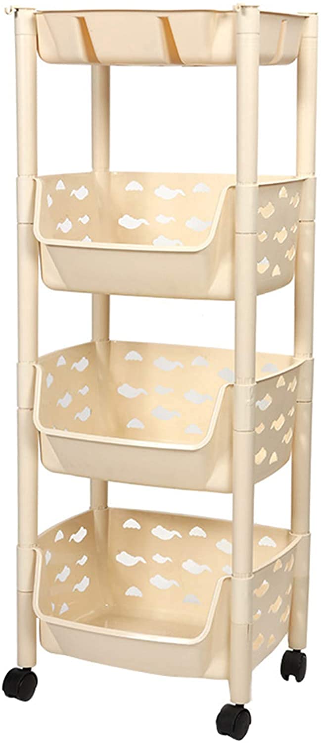 Livronic 4-Tier Rolling Kitchen Cart with Wheels - Mobile Storage Organizer for Fruits, Vegetables & More - Ideal for Kitchen, Bathroom, Laundry Room - Yellow (Space-Saving Solution for Small Homes & Apartments)