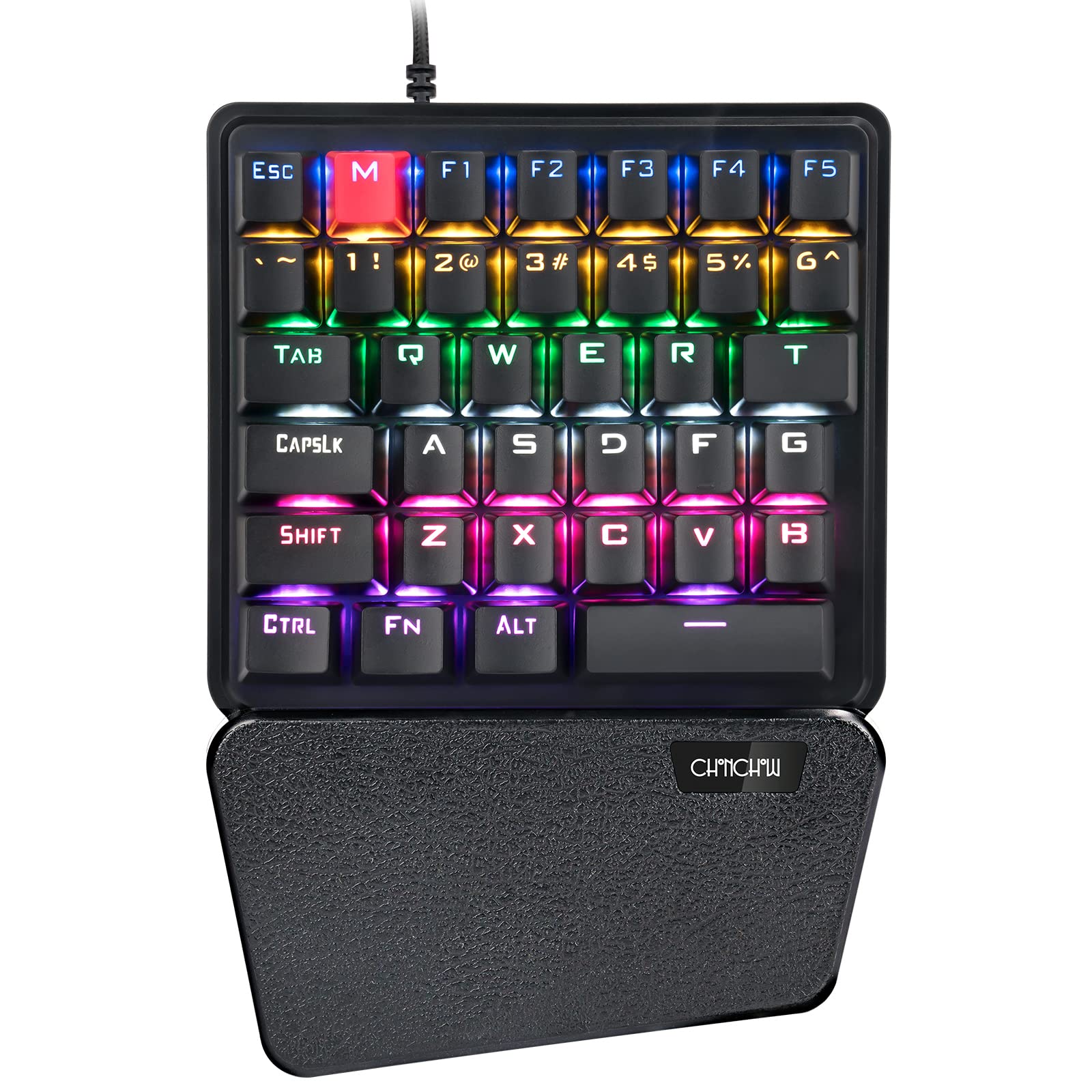 CHONCHOW One-Handed Mechanical Gaming Keyboard with Blue MX Switches, RGB Backlit, Braided USB Cable - Compatible with PS4, Xbox, Android, iOS & PC - Perfect for FPS, MMO Gaming and Compact Workspaces