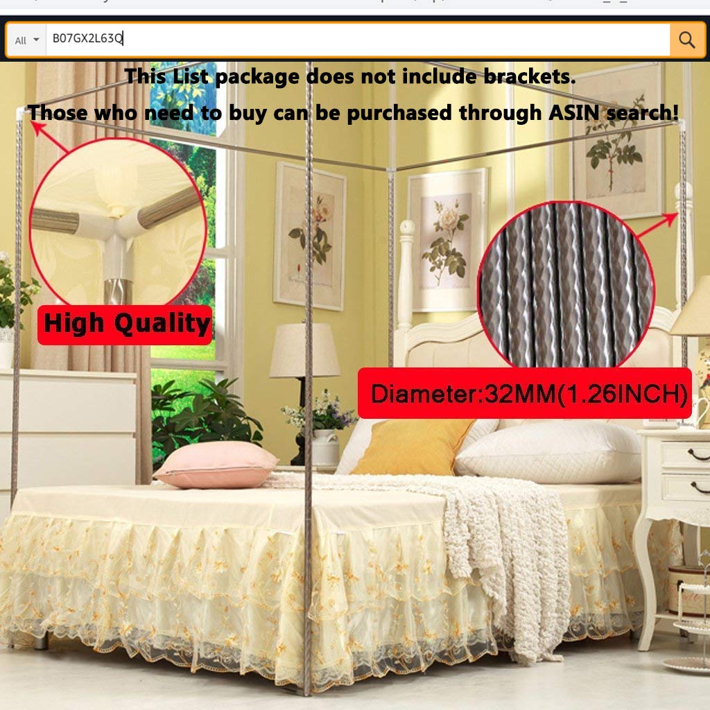 Princess 4 Corner Post Bed Canopy - Windproof & Lightproof Mosquito Net for Adults & Kids | Black Star Pattern | Perfect for Bedroom Decor, Girls' Room & Gift Giving | Creates Romantic & Cozy Sleeping Space