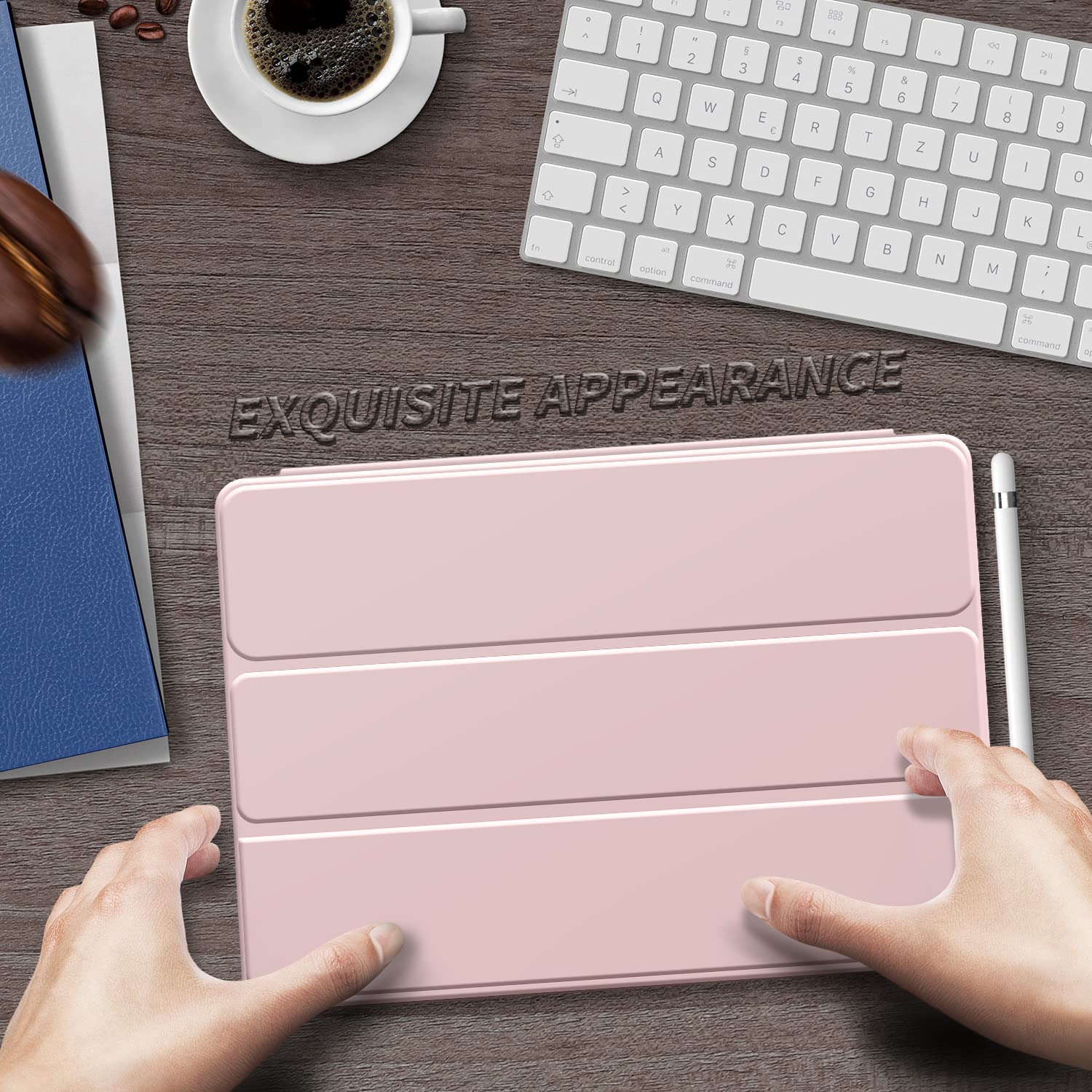 KenKe iPad Air 11 Inch Case (M2) - Compatible with iPad Air 5th/4th Gen 10.9 Inch | Built-in Apple Pencil Holder & Charging | Tri-fold Stand Cover with Auto Sleep/Wake | Protective Case for iPad Air 2024/2022/2020 | Pink - Perfect for Work, Study & Travel