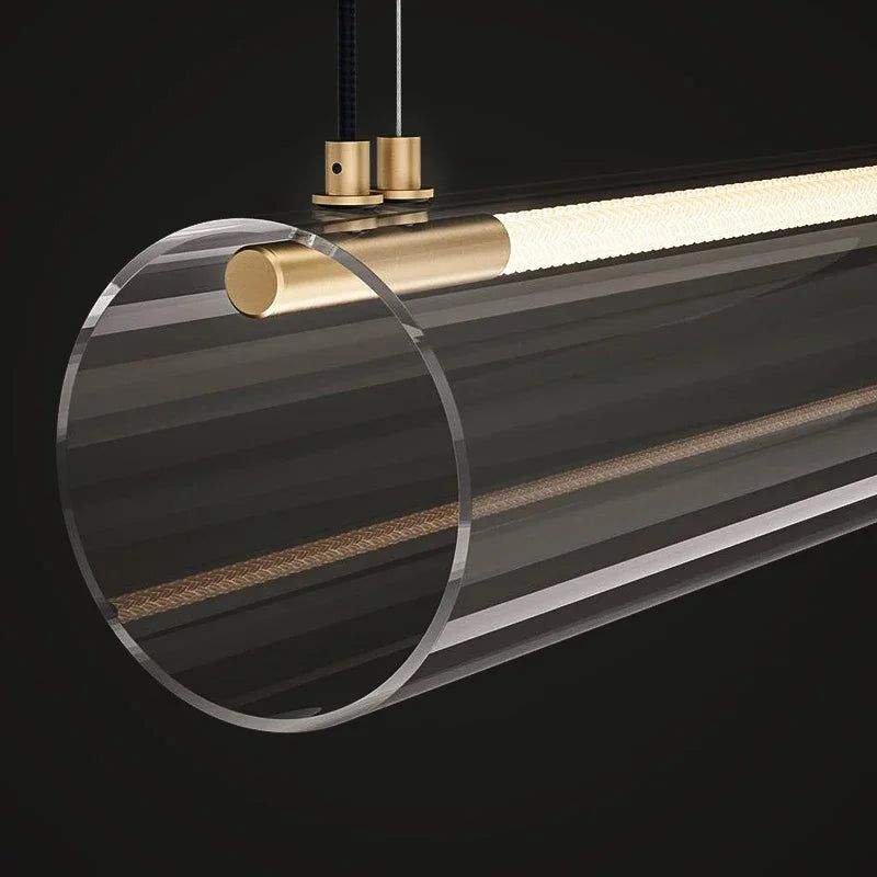 Modern Acrylic Long Tube LED Pendant Light for Kitchen Island - Dimmable Hanging Fixture with Warm White Light, Perfect for Dining Room, Bar Counter, and Home Decoration