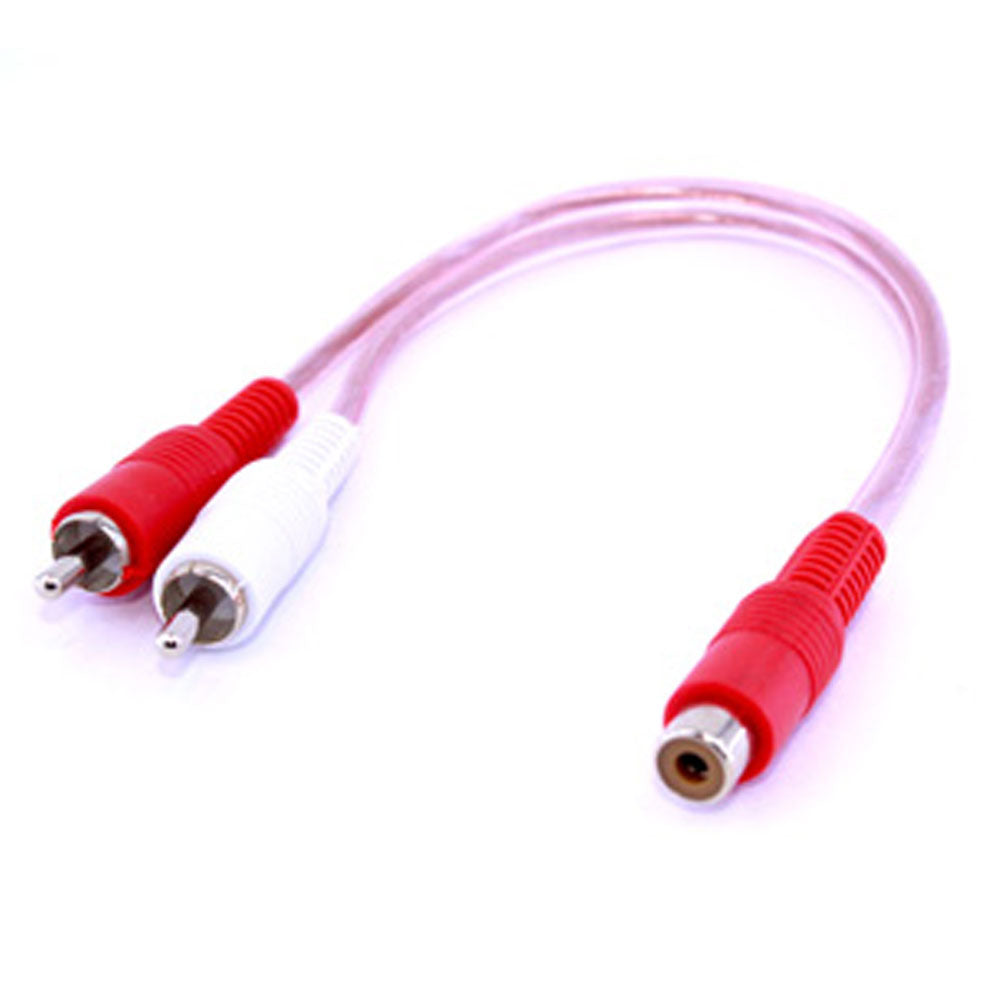 Premium Crux RCA 1F2M Y Splitter Cable - 1 Female to 2 Male RCA Audio Video Adapter - Perfect for Home Theater, Car Audio & DJ Equipment Connections