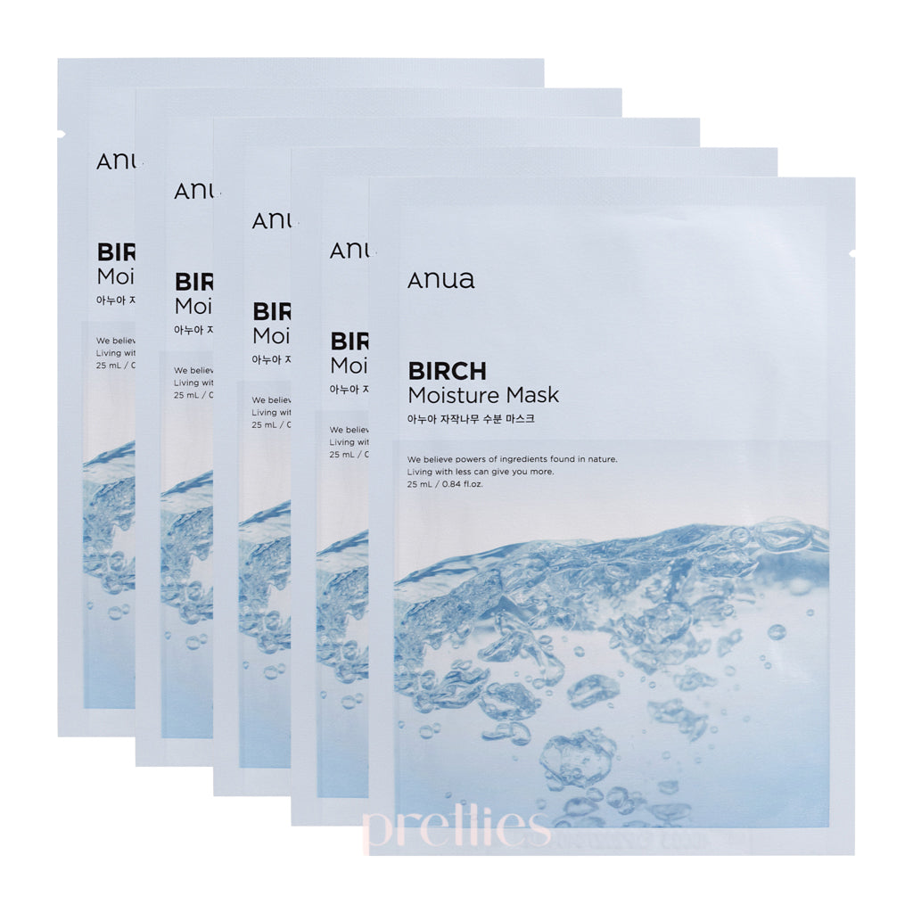 ANUA Birch Moisture Sheet Mask 25ml x5pc - Hydrating Facial Mask for Dry Skin, Korean Skincare - Perfect for Daily Use & Spa Night