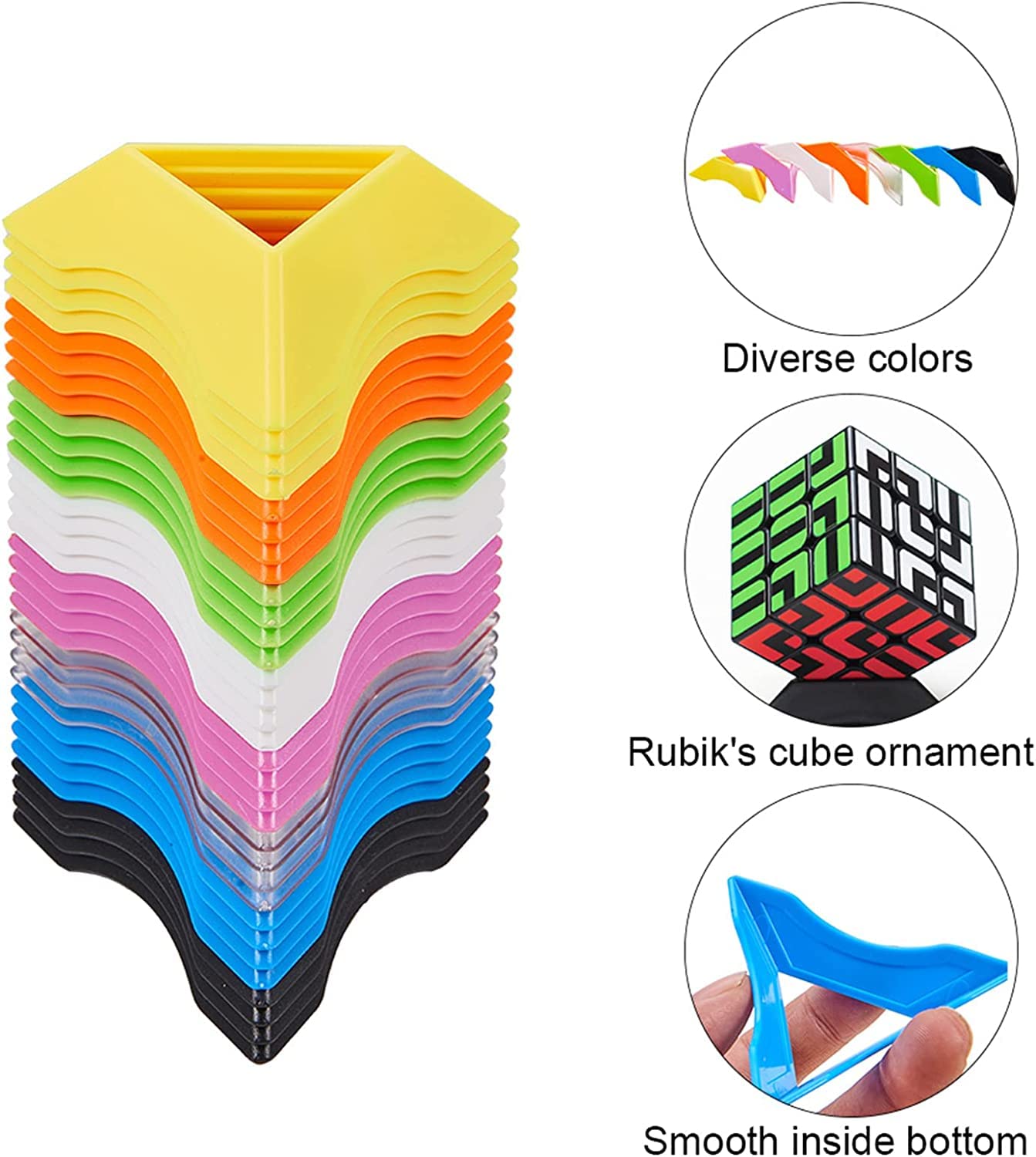 D ETERNAL Kids Cube Stand Set of 3 - Speed Cube & Rubik's Cube Holder for Puzzle Games, Magic Tricks & Learning Toys (Mixed RBY Colors) - Perfect for Classroom, Playroom & Gift Giving