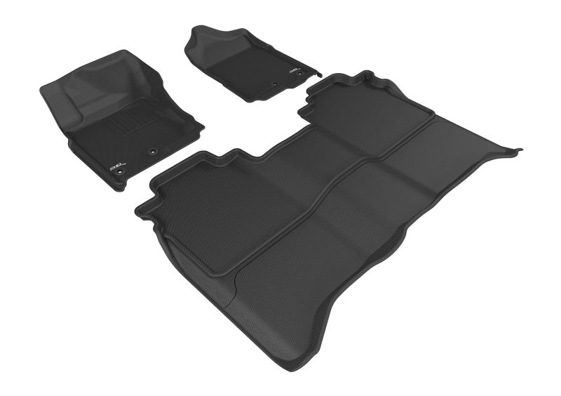3D Maxpider Kagu Black R1 R2 Custom Fit Floor Mats for 2016-2024 Nissan Titan Crew Cab (Without Storage Box) - All-Weather Protection & Premium Car Interior Accessories for Trucks & Off-Road Adventures