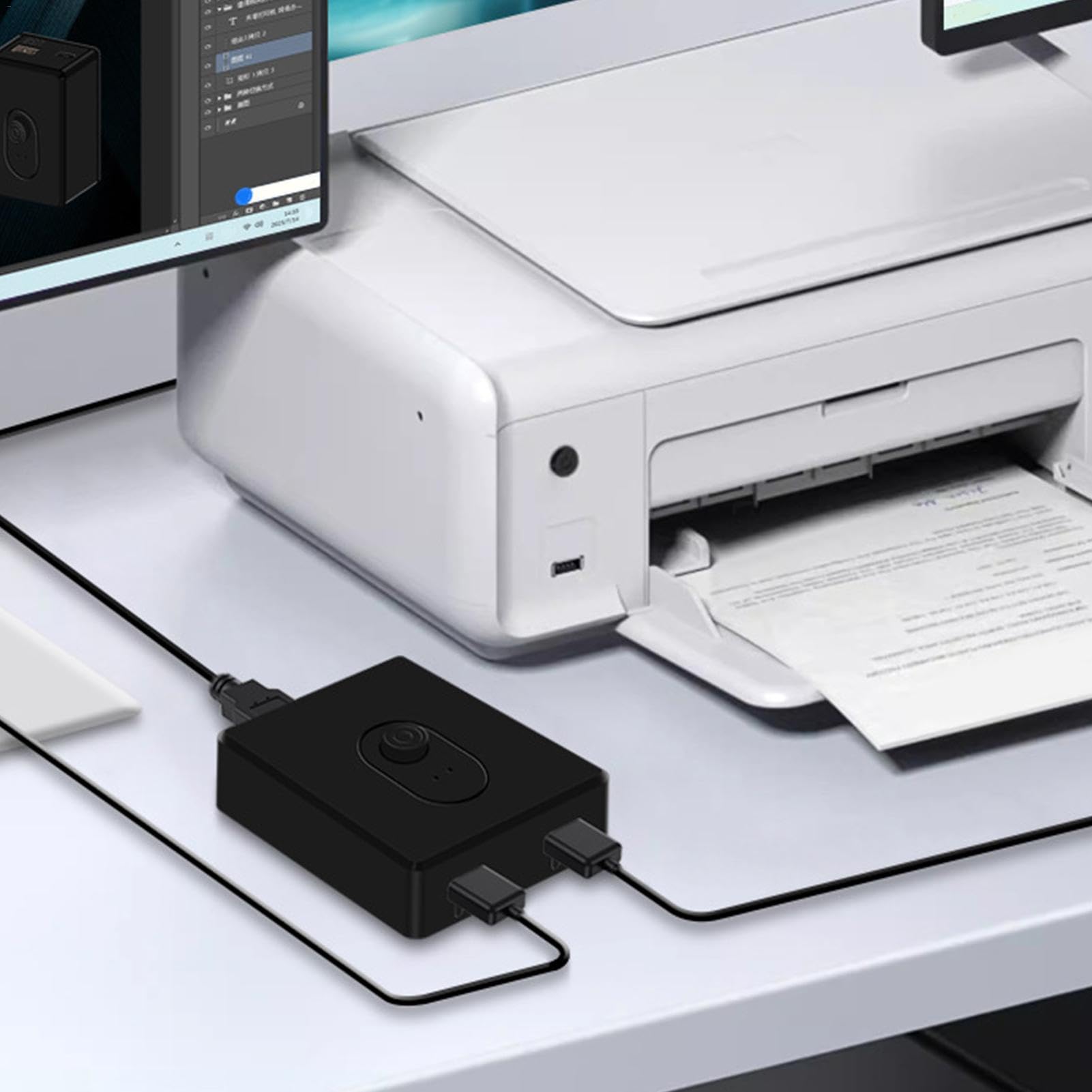 Eoixuqba USB 2.0 Switcher - 2-Port USB Sharing Hub for PC, Keyboard, Mouse, Printer & Scanner | Bidirectional 2-in-1-Out/1-in-2-Out Selector | Perfect for Home Office & Multi-Device Workstations