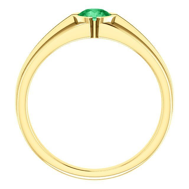 14KT Gold 0.42 Carat Emerald Solitaire Ring for Men - Elegant Bezel Set Wedding Band, Anniversary Gift, or Special Occasion Jewelry
