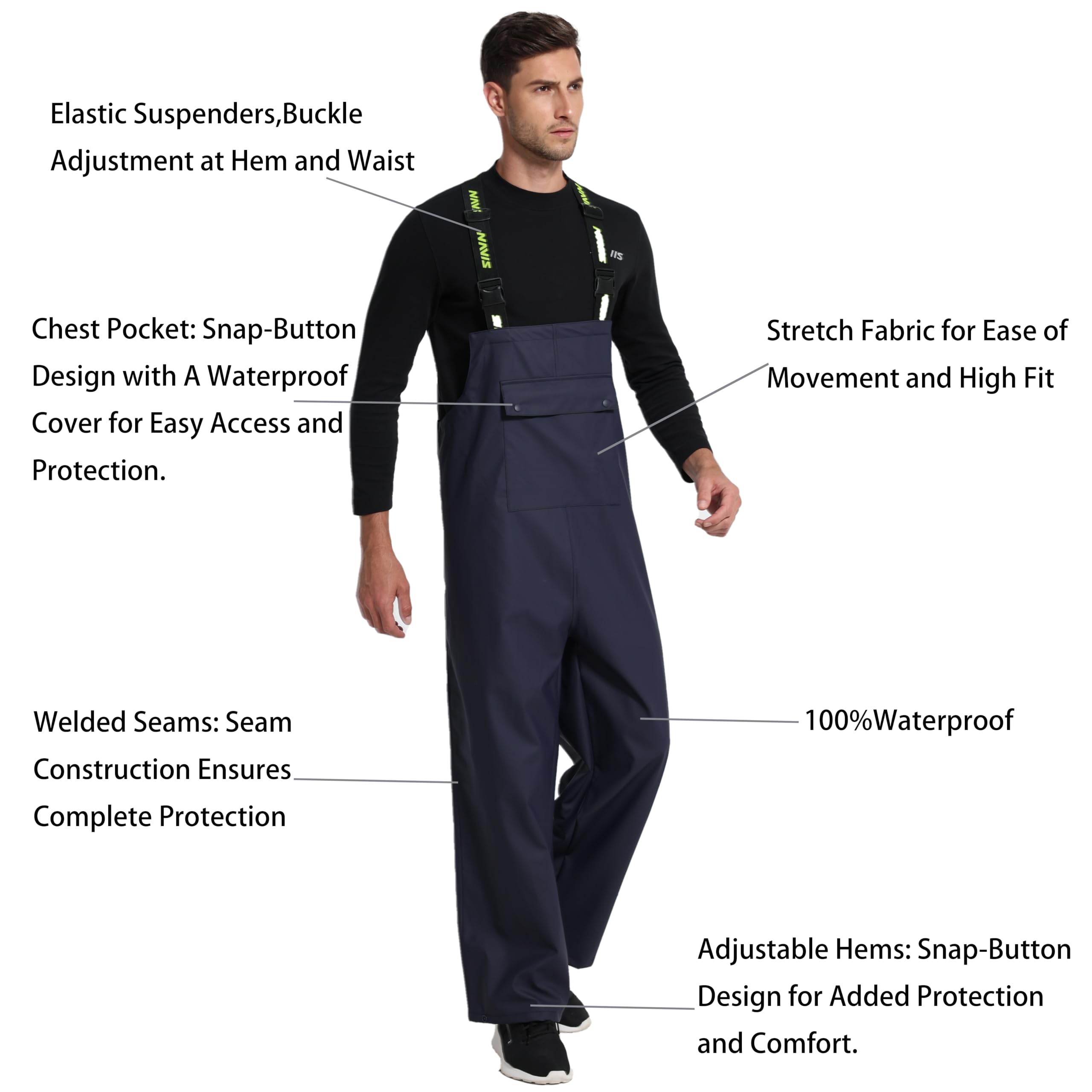 Men's Waterproof Workwear Rain Suit Set - PRO Jacket & Bib Overalls for Outdoor Construction, Fishing & Heavy Duty Protection | All-Weather Safety Gear for Roofing, Landscaping & Industrial Work