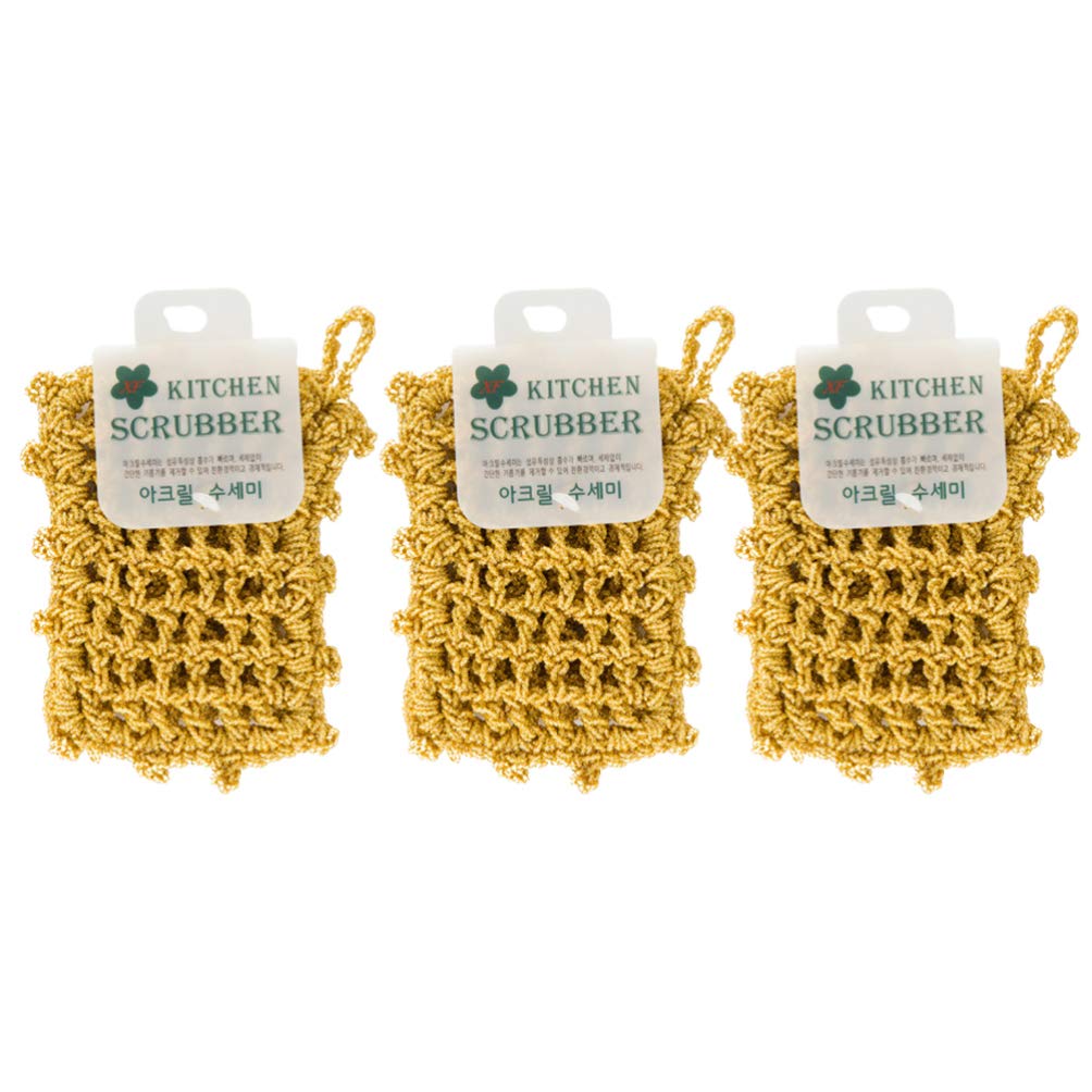 YARNOW 3-Pack Wool Dish Cloths - Kitchen Scrubber Pads for Pots, Pans & Baby Bottles
