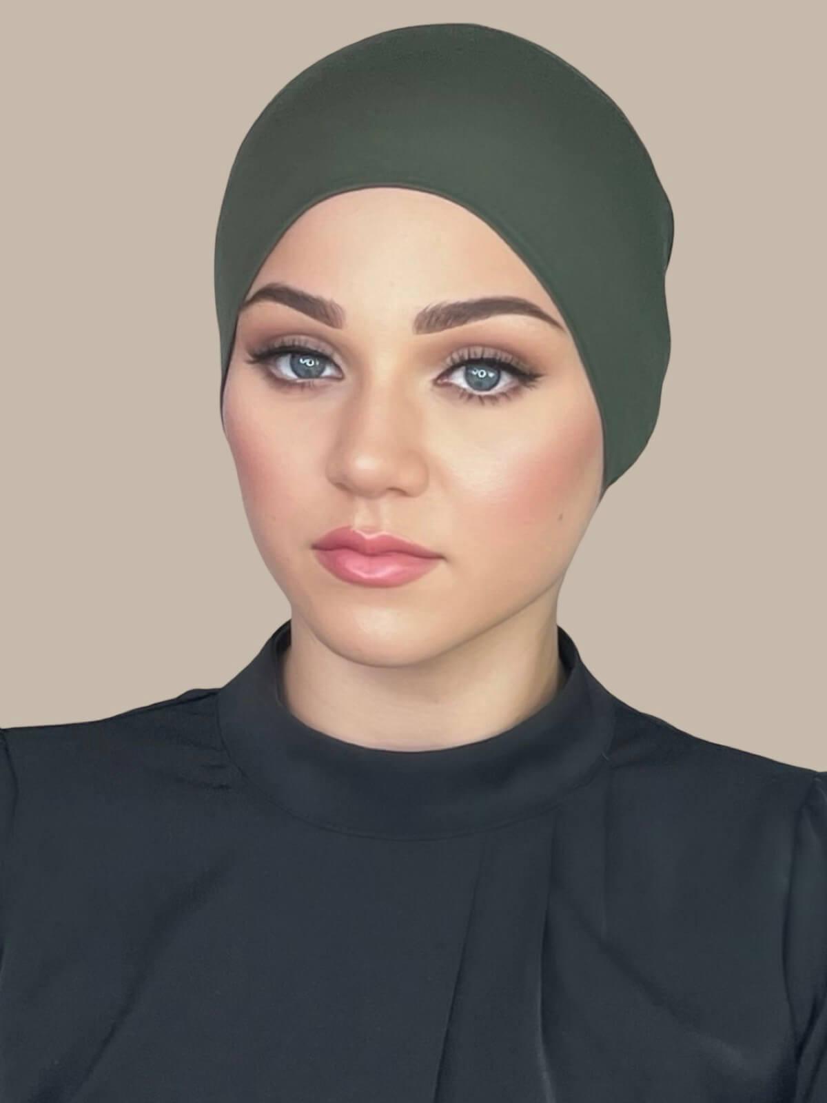 Premium Jersey Underscarf in Army Green - Comfortable & Breathable Headwear for Hijab, Sports, and Everyday Use