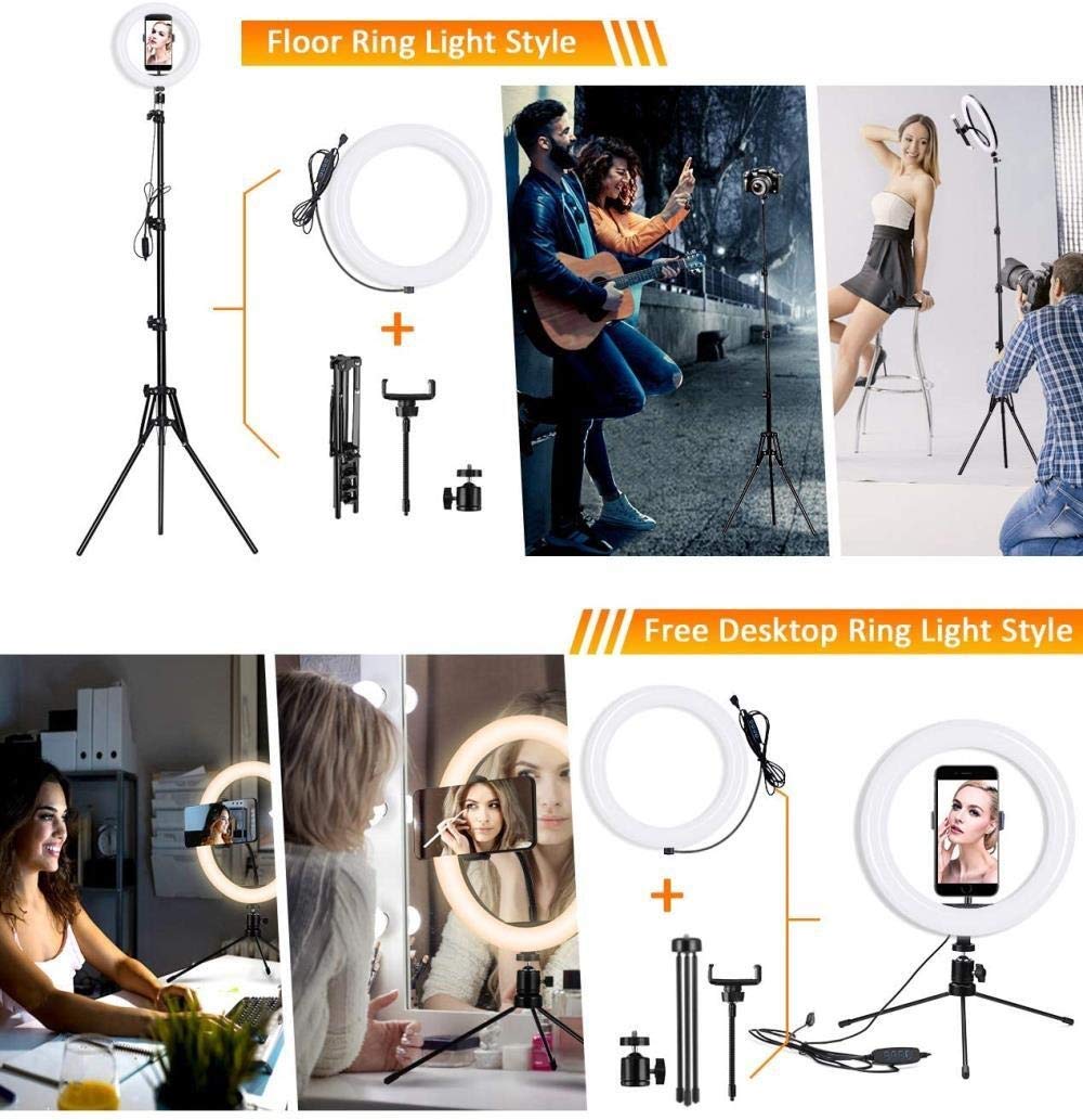 10-inch LED Ring Light with Tripod Stand for Live Streaming, Photography & Video Calls - Perfect for YouTube, TikTok, Instagram & Zoom Meetings