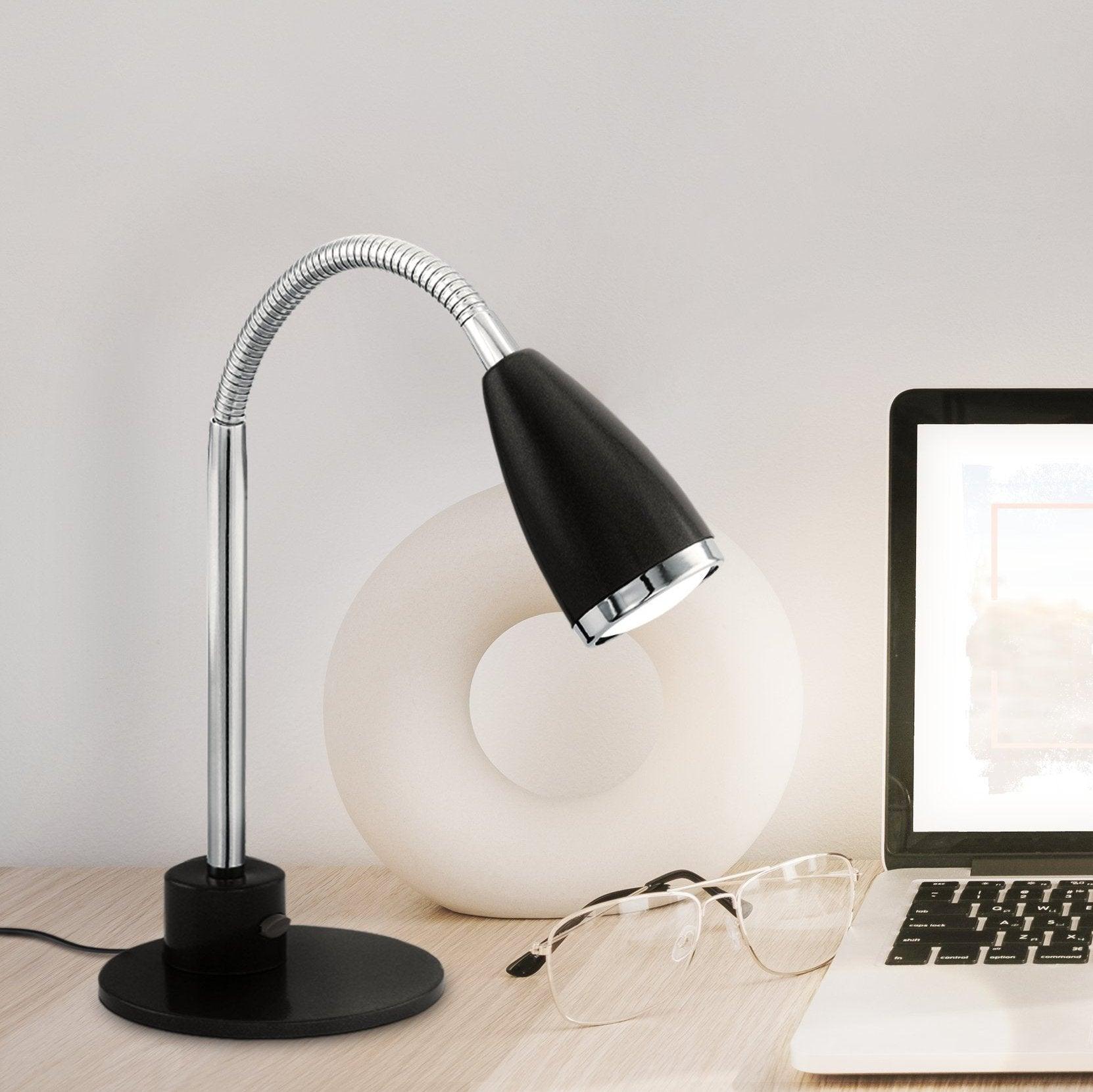 Eglo Fox Modern Black & Chrome Table Lamp - Stylish Desk Lamp for Living Room, Bedroom, or Office Decor