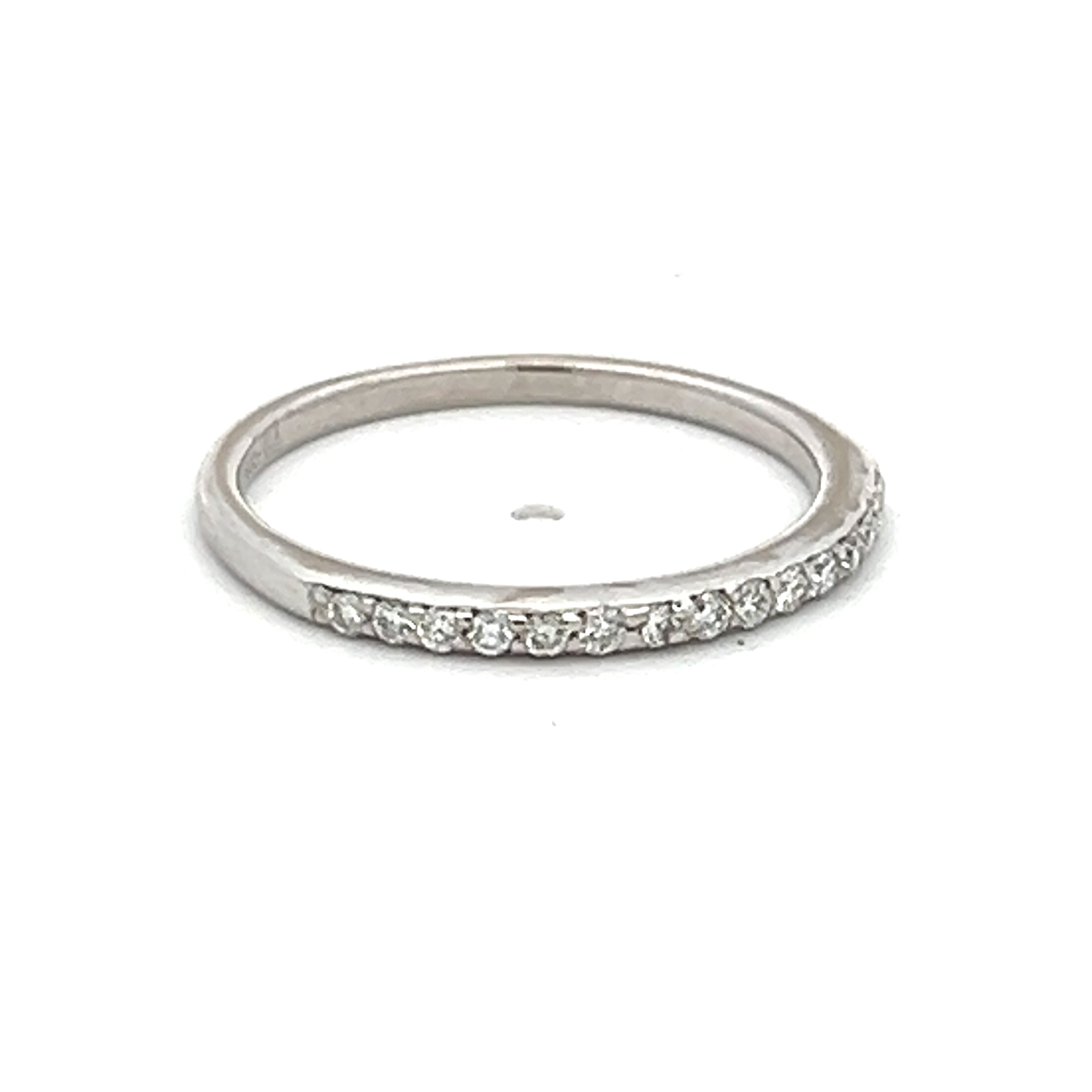 0.16 Carat Round Brilliant H SI1 Diamond 14K White Gold Wedding Band Ring for Women - Elegant Bridal Jewelry, Anniversary Gift, Engagement Ring for Her