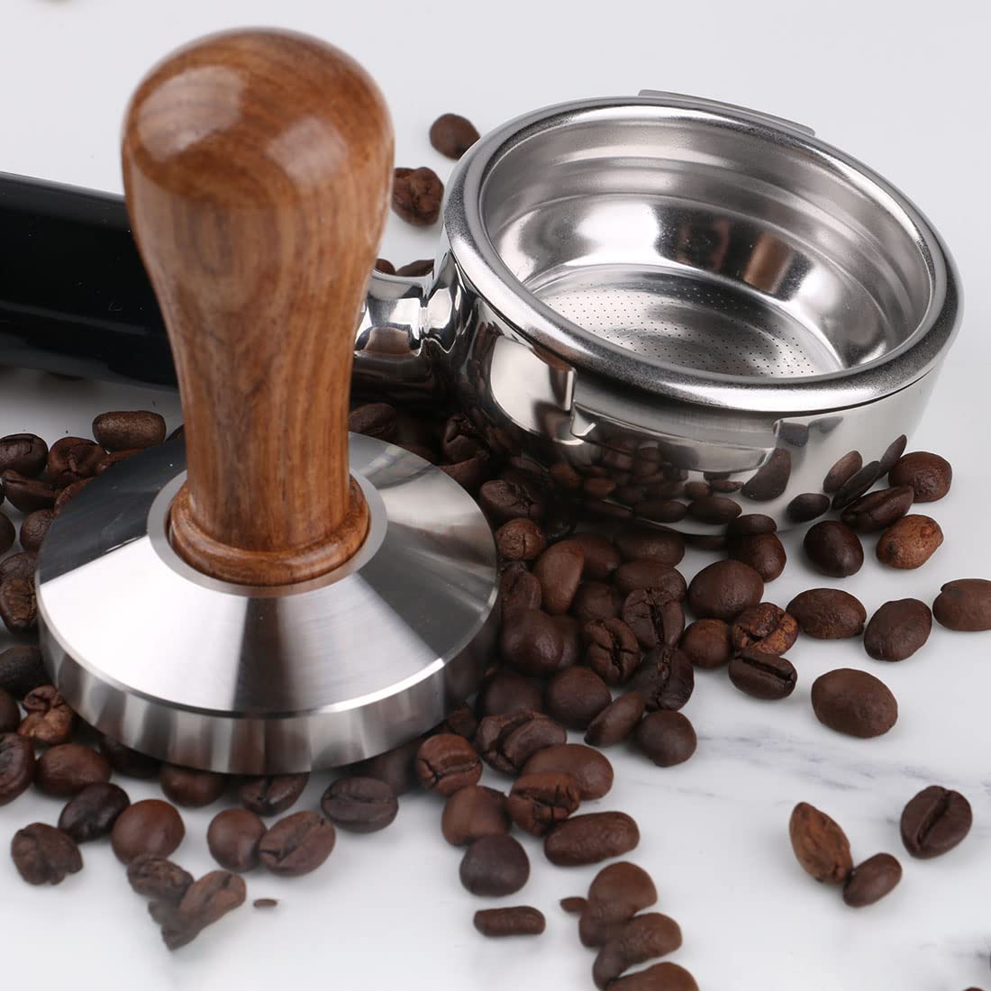 Premium 58mm Stainless Steel Coffee Tamper - Barista Espresso Tool for Perfect Coffee Grounds Press - Ideal for Home & Professional Espresso Machines