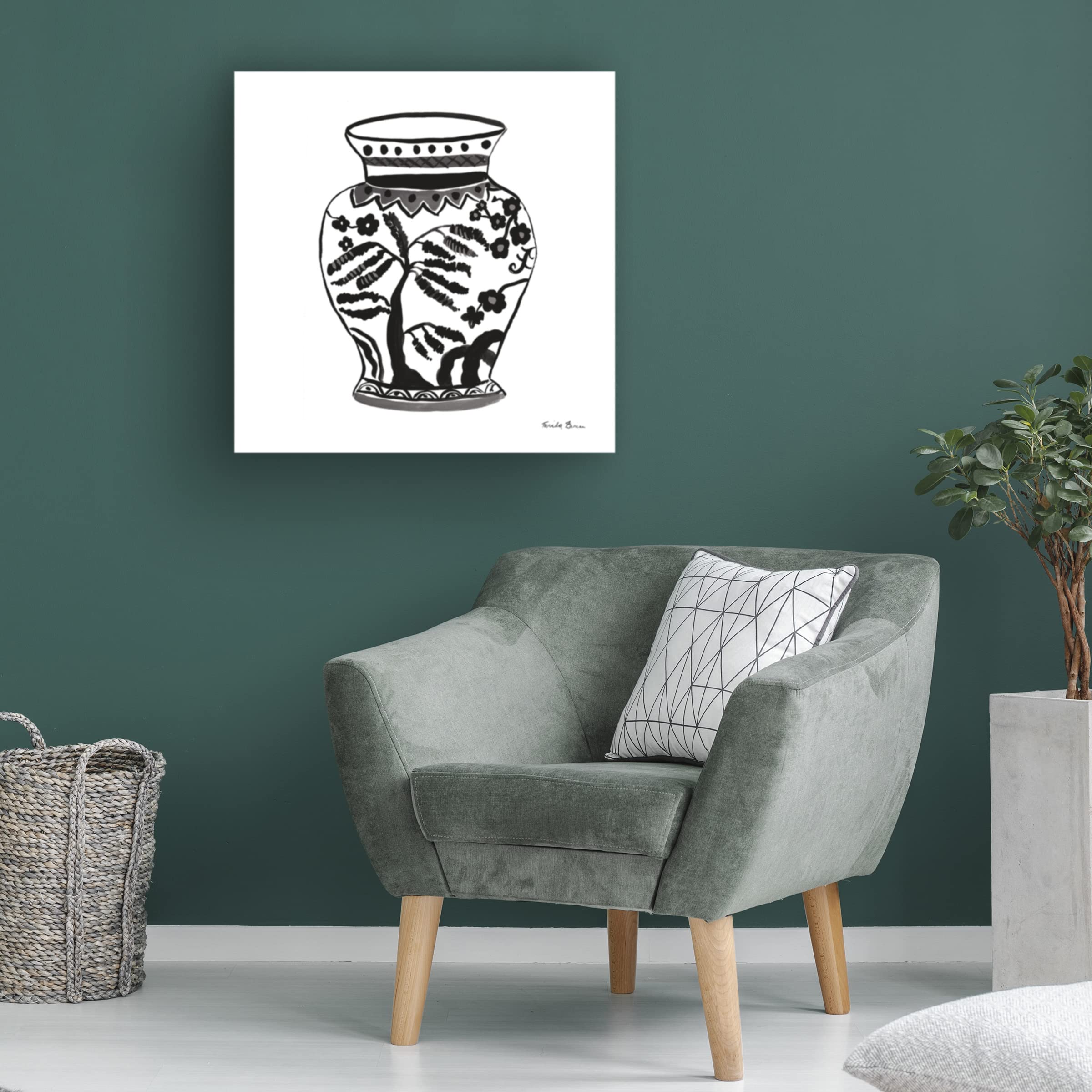 Trademark Fine Art 'Chinoiserie IV Black' Canvas Wall Art by Farida Zaman - Elegant Asian-Inspired Home Decor for Living Room, Bedroom & Office