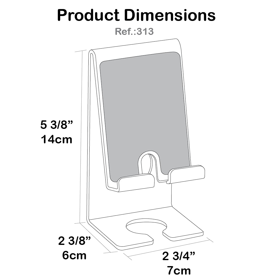 Acrimet Heavy Duty Metal Phone Stand - Adjustable Desk & Wall Mount Holder with Charging Dock for iPhone, Samsung & All Smartphones (Black) - Perfect for Home, Office & Travel Use