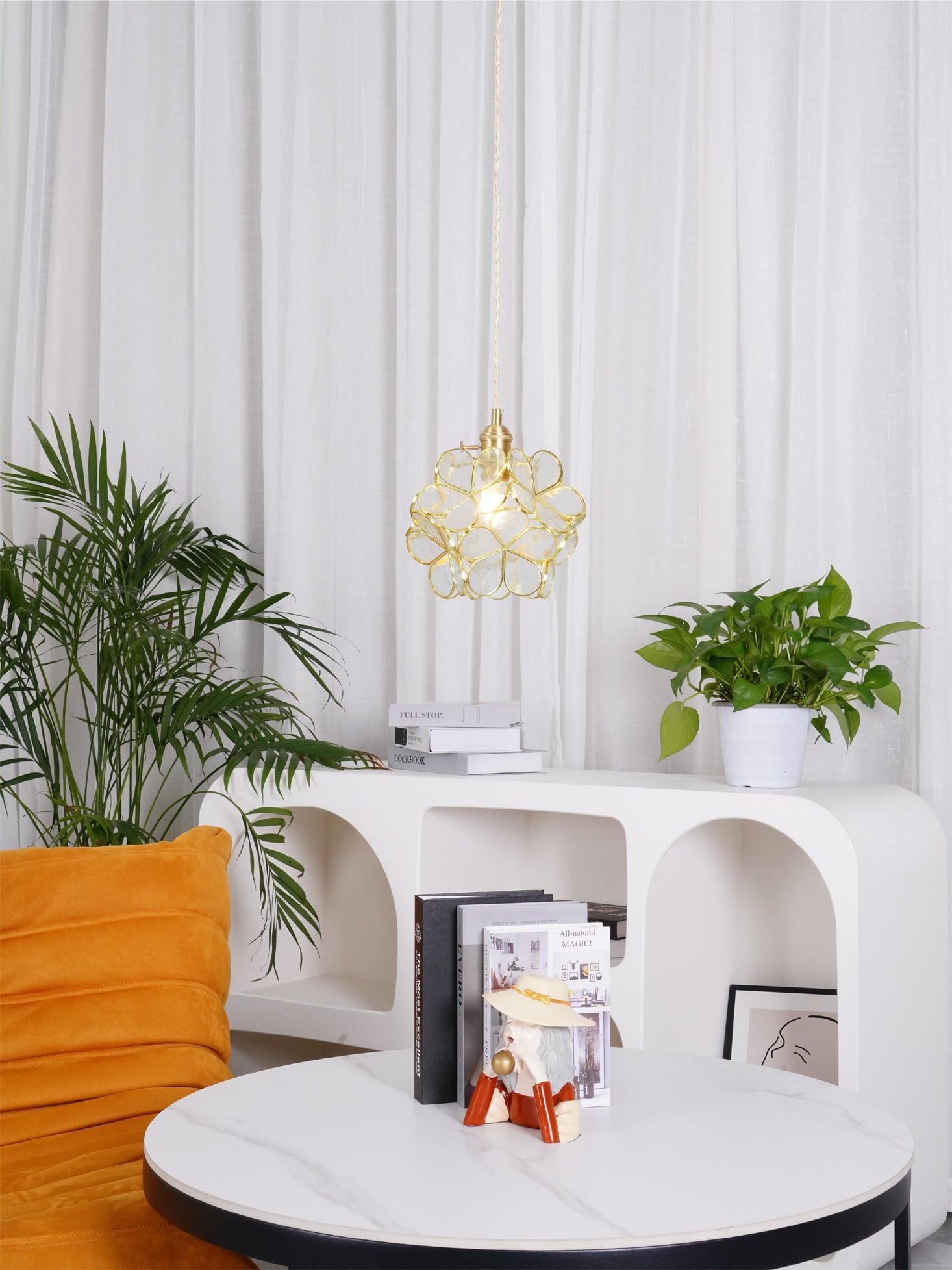 Modern Glass Petal Pendant Light - Elegant Floral Ceiling Lighting Fixture for Dining Room, Kitchen Island & Bedroom Decor