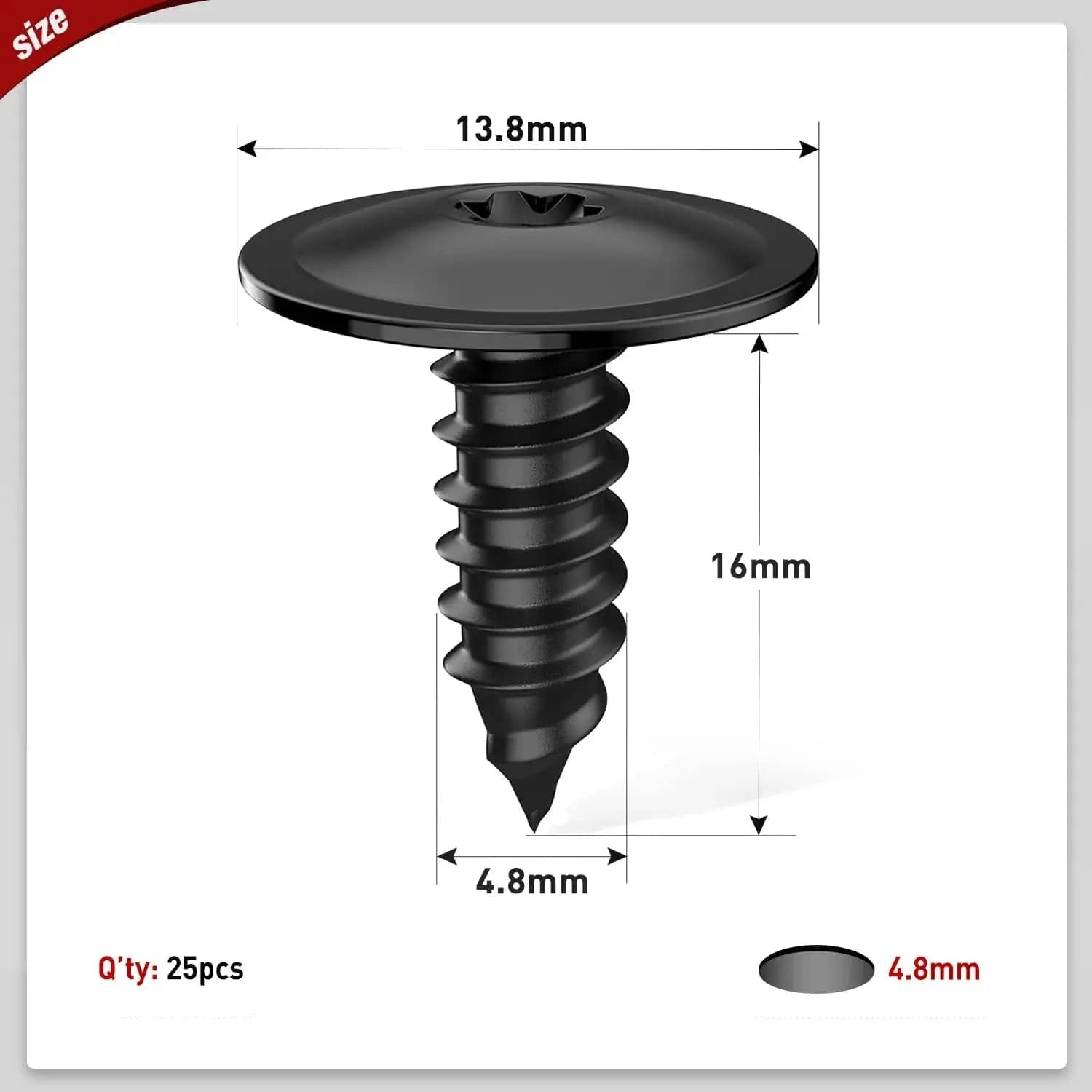 25 Pcs 13.8mm Head 4.8mm Screw Bolt Kit - Fender Liner Under Cover Replacement for Audi A3 A4 A5 A6 VW Porsche Cayenne Macan Taycan (Part# N90974701) - Perfect for Auto Repair & Maintenance