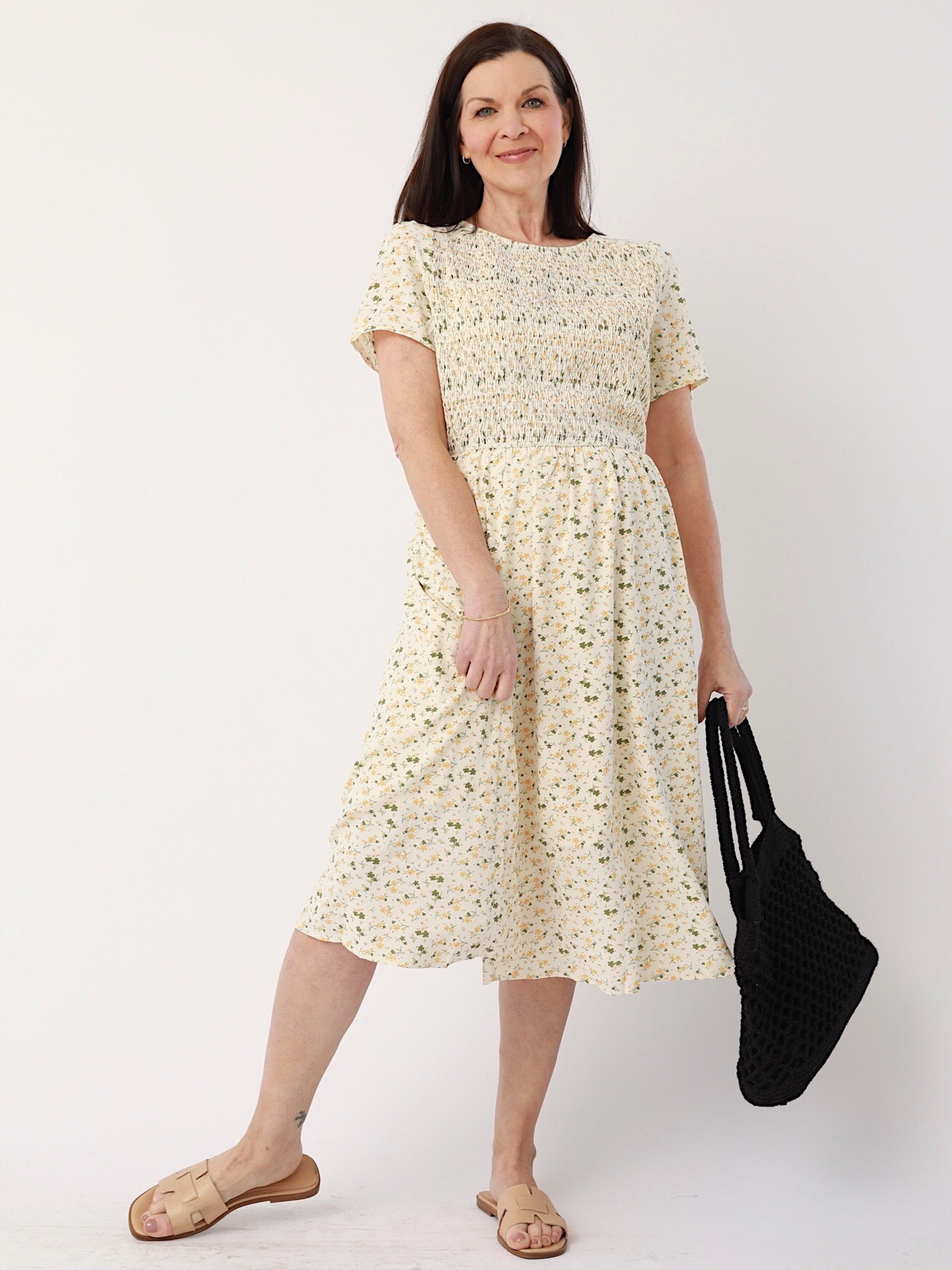 Constance Floral Midi Dress - Elegant Floral Print Summer Dress for Women | Perfect for Weddings, Parties & Casual Outings