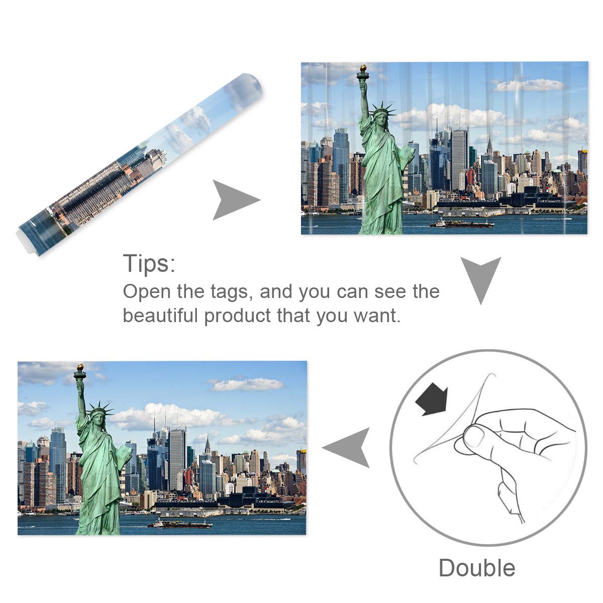 T&H XHome Aquarium Decor - Statue of Liberty Fish Tank Background Sticker | PVC Adhesive Poster 36.4x16.4 Inch | Perfect for Home & Office Aquarium Decoration