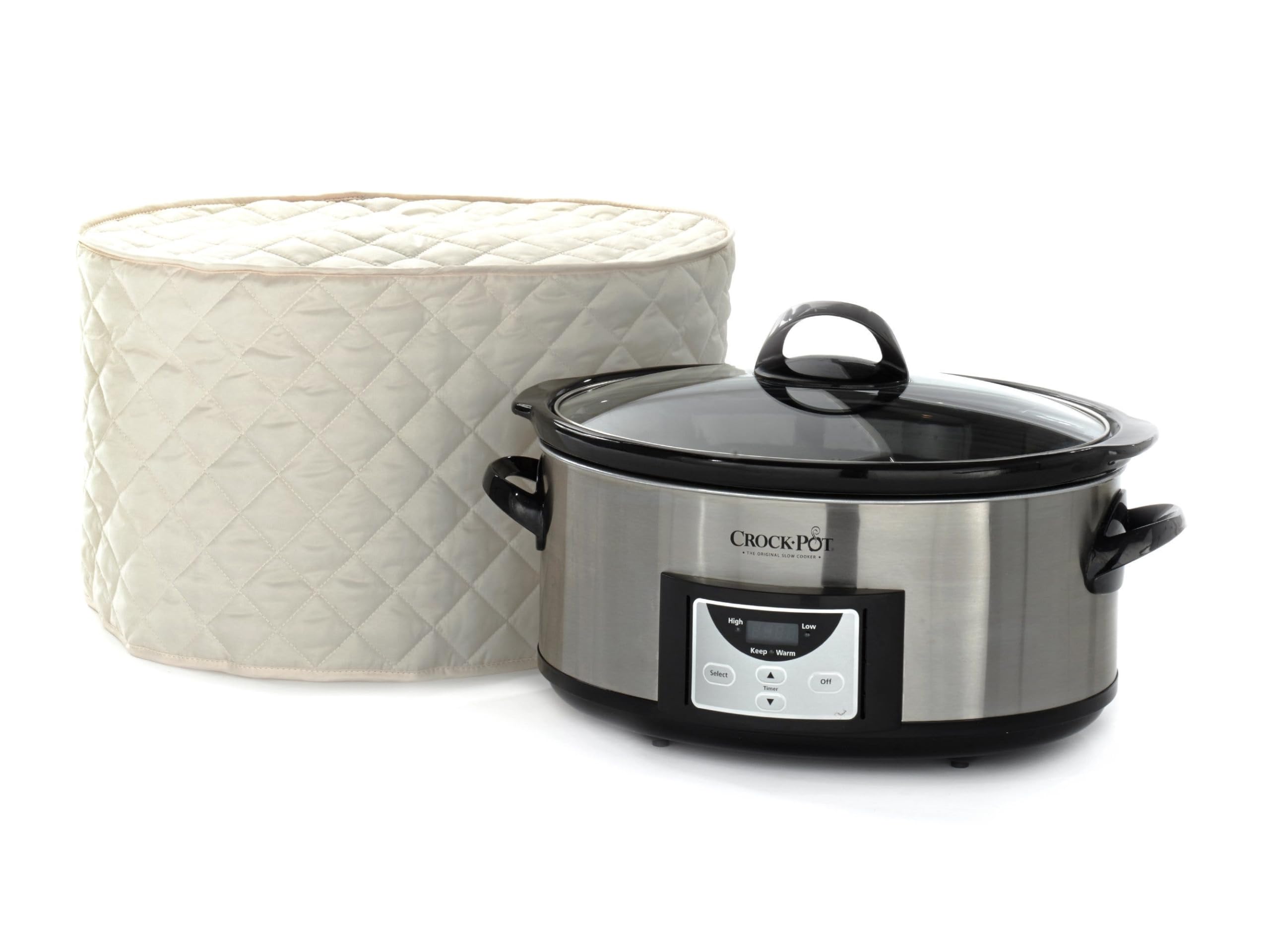 Slow Cooker Cover - Dust Protection & Stain Resistant Appliance Cover - Washable Cream Fabric for Kitchen - Perfect for Crock Pots, Instant Pots & Countertop Protection
