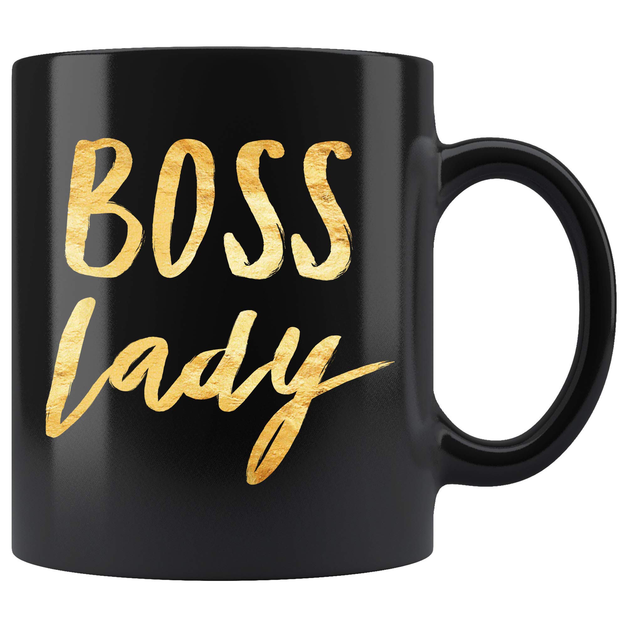 Boss Lady Coffee Mug 11oz - Black Ceramic Cup for Women | Office & Home Use