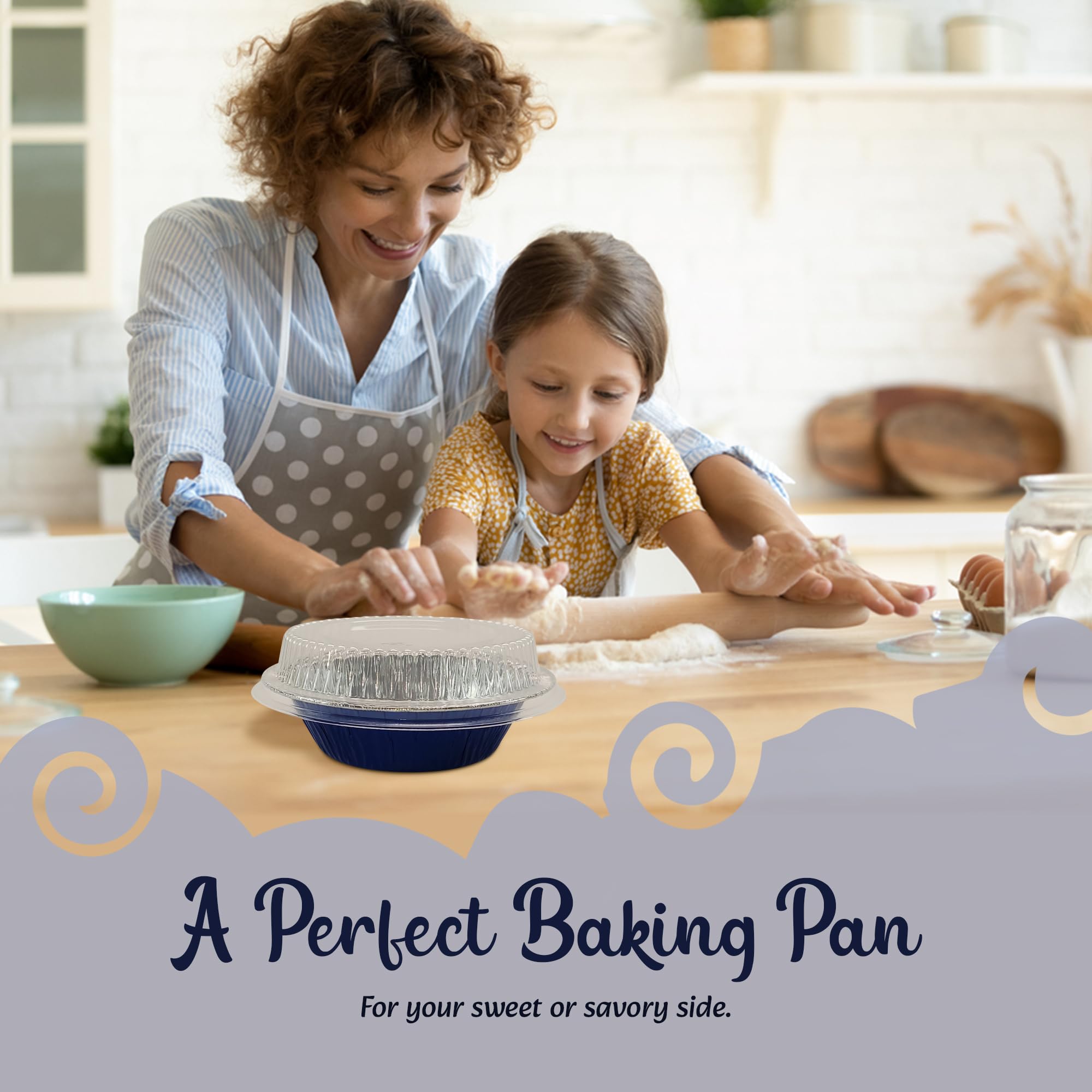 Premium 5 Inch Mini Pie Tins with Lids - Reusable Aluminum Baking Pans for Pies, Tarts, Cobblers & Cakes - Professional & Home Kitchen Essential (1000-Pack, Blue) - Perfect for Holiday Baking, Party Desserts & Meal Prep