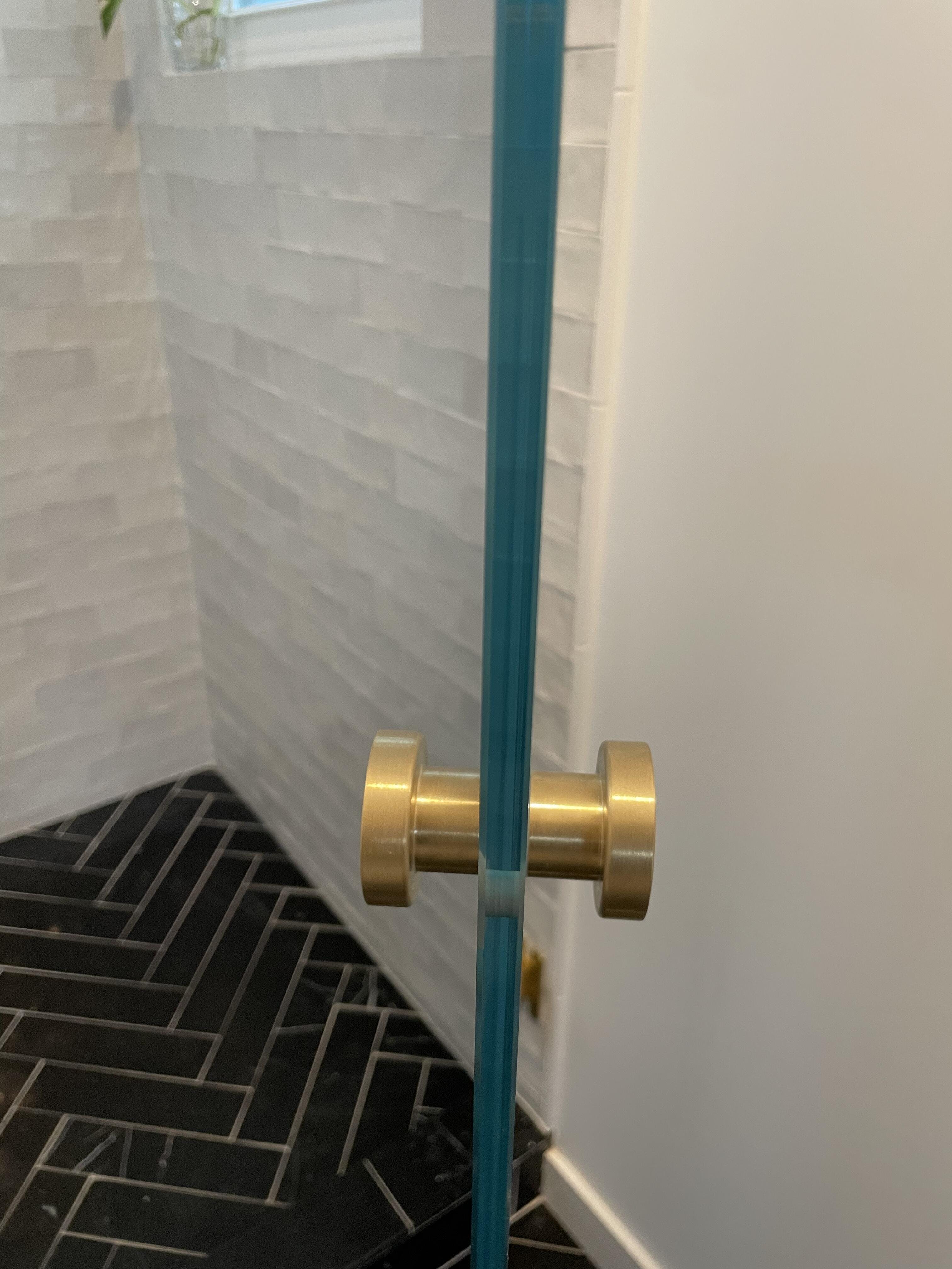 Brushed Brass Glass Shower Door Knob Set - Round Spot Design for Bathroom & Shower - Rust-Resistant & Stylish Hardware for Modern Homes