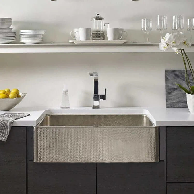 Thompson Quiroga 33-Inch Hammered Stainless Steel Farmhouse Kitchen Sink KSA 3322HSS - Perfect for Modern Farmhouse, Rustic & Country Style Kitchens