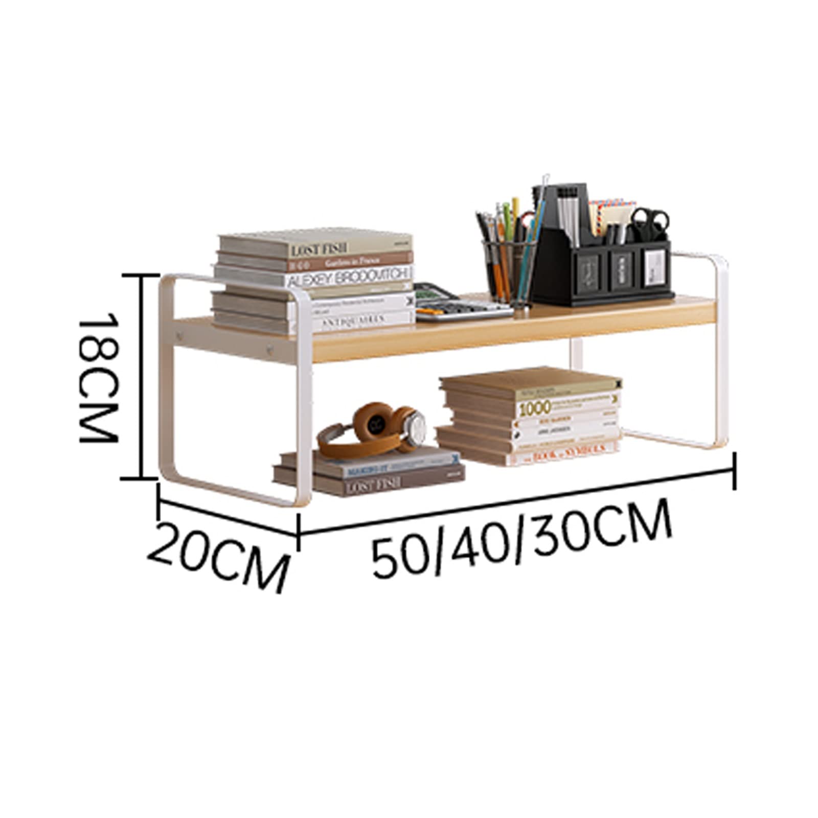 Portable Iron Bookshelf - Simple Desktop Organizer & Office Storage Rack for Books, Supplies, Decor - White Display Shelf for Home, Office, Dorm, Kitchen & Bathroom Organization