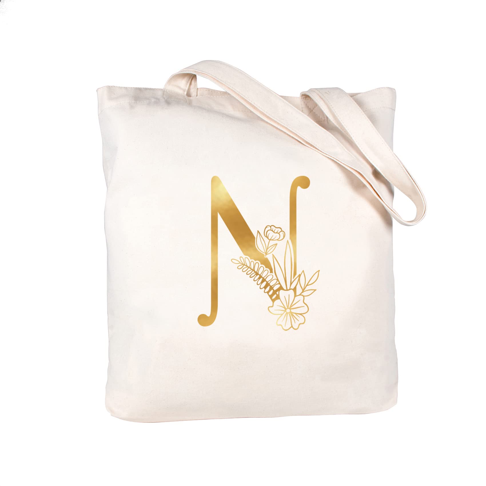 Personalized CARAKNOTS Women's Tote Bag with Initial - Cotton Canvas Gift for Birthday, Wedding, Valentine's, Christmas & Graduation - Perfect for Teachers, Moms, Friends & Sisters - Great for Work, Travel, Shopping & Daily Use