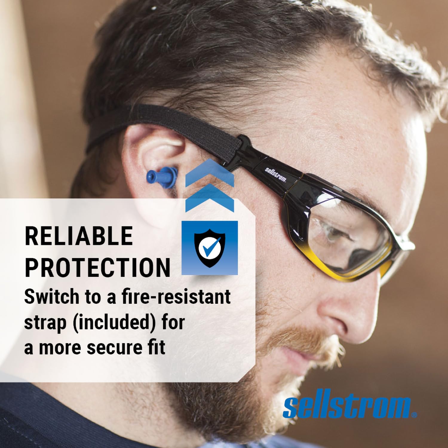 Sellstrom S70000 Polycarbonate Safety Glasses - Clear Lens, Hard-Coated, Military Ballistic Rated (Yellow/Black) - Protective Eyewear for Construction, Woodworking & Industrial Use