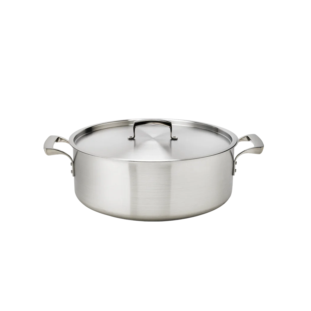 Thermalloy 15 Qt Stainless Steel Braiser Pan with Lid - Perfect for Roasting, Braising & Searing - Ideal for Home Cooking, Restaurants & Professional Kitchens
