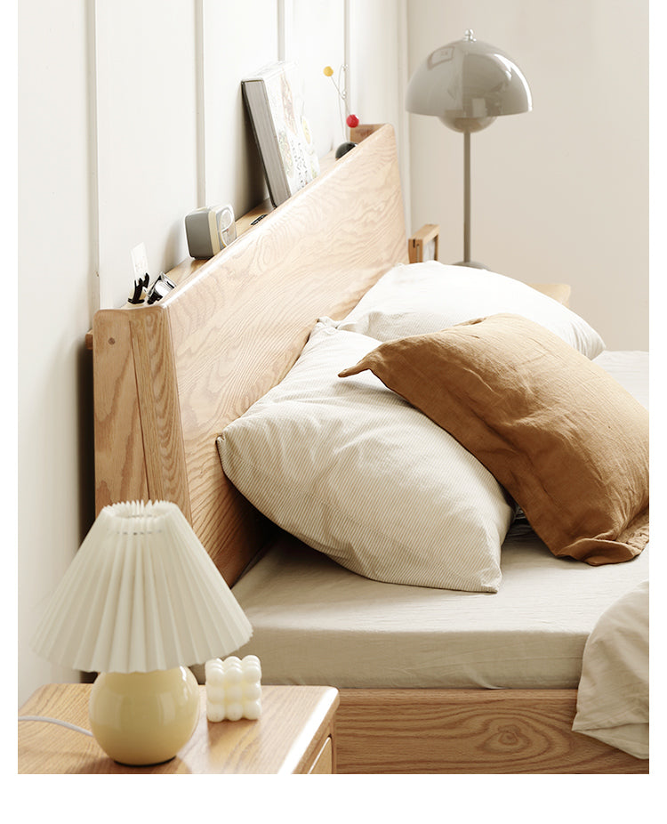 Solid Oak Wood LED Bed Frame with Built-in Lighting - Perfect for Modern Bedrooms, Guest Rooms, and Cozy Home Decor