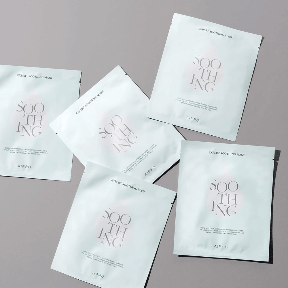 AIPPO Expert Soothing Mask 28g (5 Pack) - Hydrating & Calming Facial Sheet Mask for Dry, Sensitive Skin | Perfect for Daily Skincare Routine & Spa Night