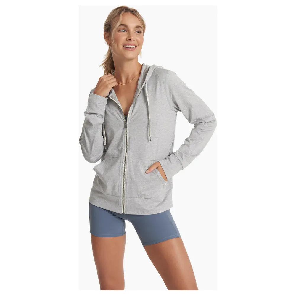 Vuori Women's Halo Performance Hoodie 2.0 - Pale Grey Heather - Lightweight Workout & Lounge Hoodie for Yoga, Running & Casual Wear