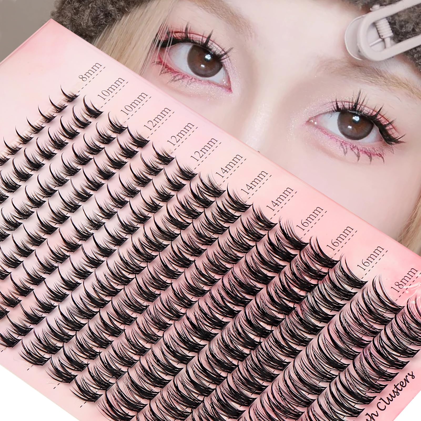 224PCS Manga Anime False Eyelashes - Wispy Individual Lash Clusters for Cosplay, Doll Fairy & Spiky Lashes (8-18mm, C Curl) | Perfect for Anime Conventions, Photoshoots & Dramatic Eye Makeup Looks
