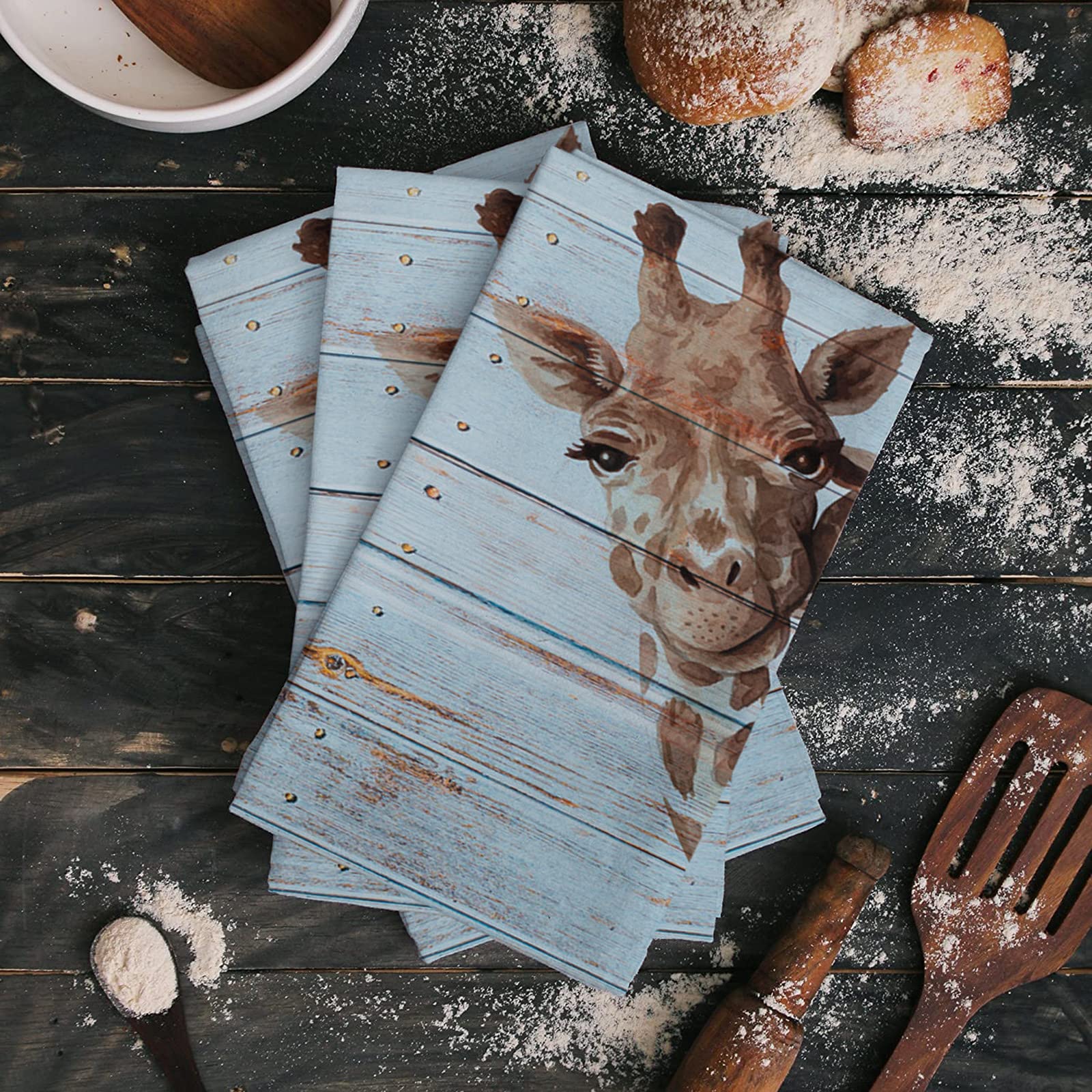 Premium Absorbent Microfiber Kitchen Towels Set of 3 - Soft Reusable Dish Cloths for Nonstick Oil, Fast Drying & Washable - Rustic Wood Design Tea Towels for Kitchen & Bathroom Decor - Perfect for Mother's Day Gifts, Daily Cleaning & Dish Drying