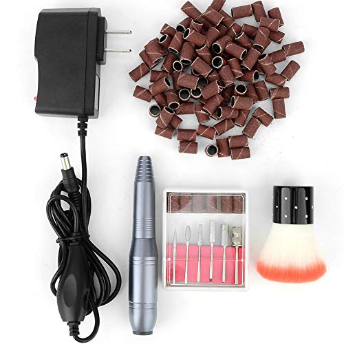 15000RPM Professional Electric Nail Drill Machine - 6 Grinding Heads & Dust Brush Manicure Set for Salon & Home Nail Care | Perfect for Acrylic, Gel Nails & Nail Art Polishing (US Stock)